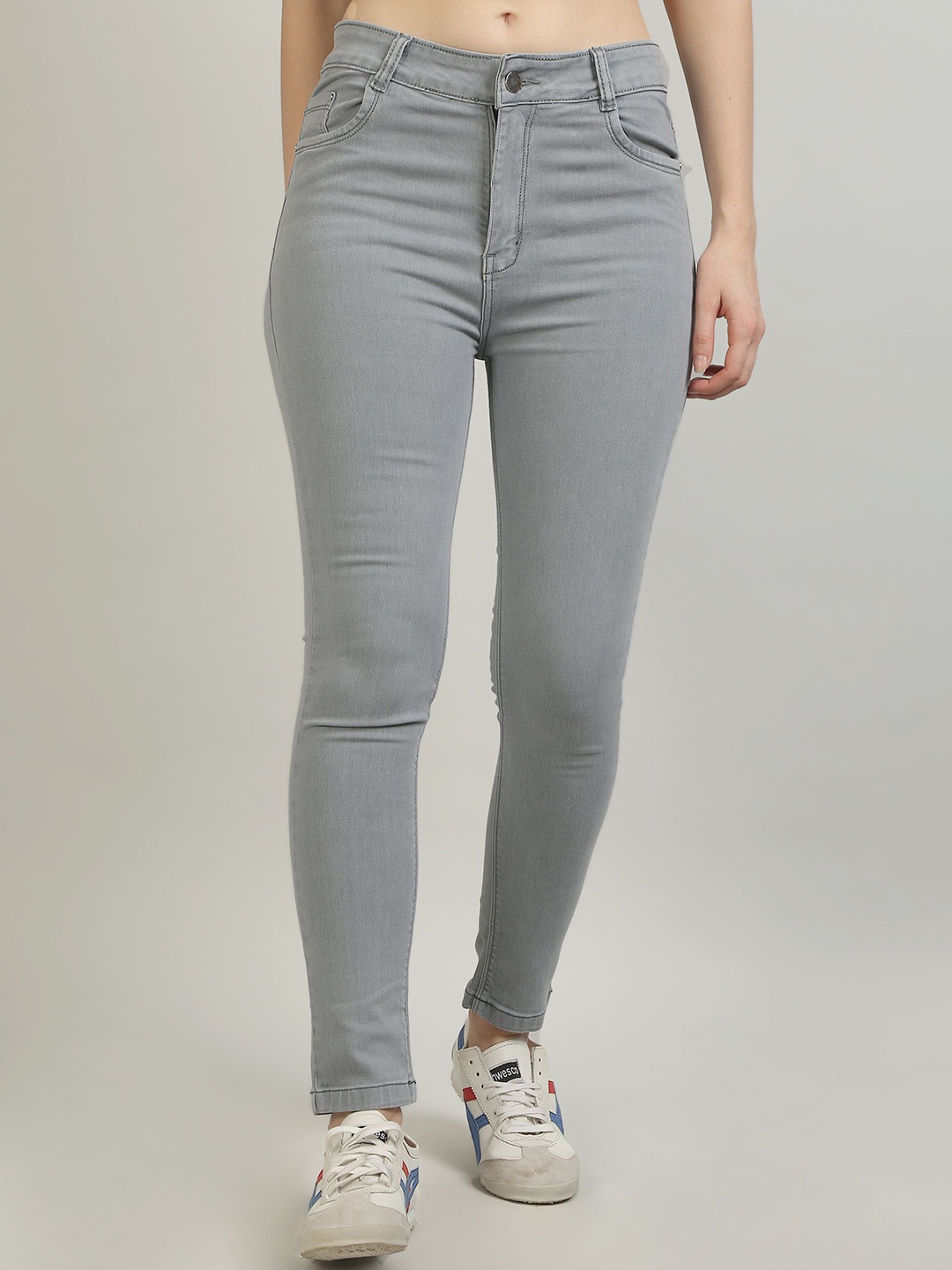 

GOLD-D.A. FASHION Women Skinny Fit Stretchable Jeans, Grey