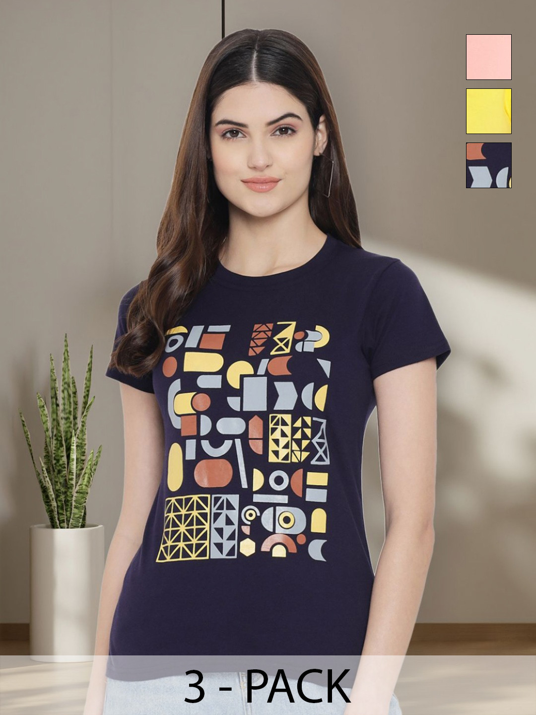 

Tromko Women Typography 3 Printed Applique T-shirt, Multi