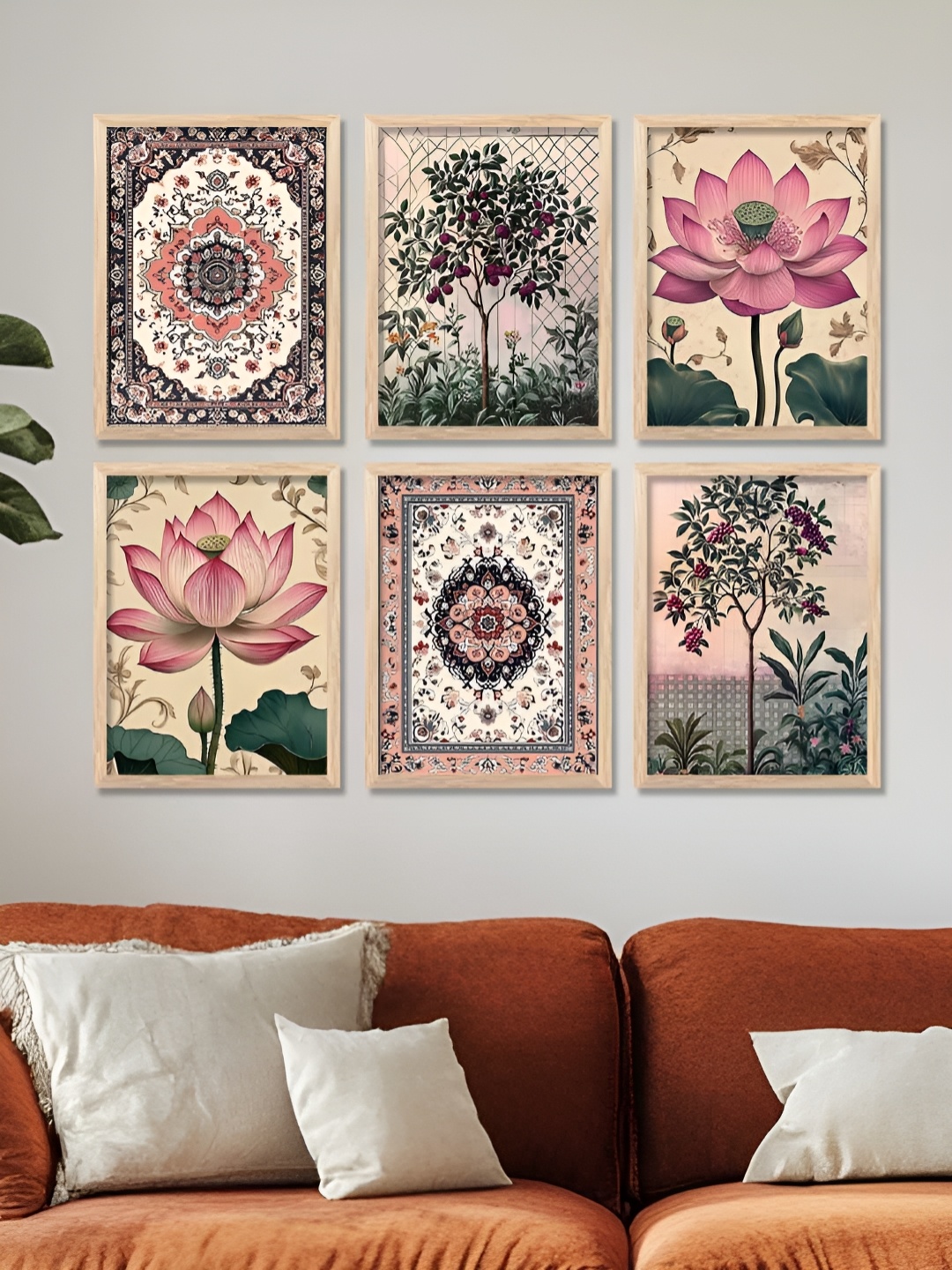 

WALLLANE Brown & Green 6 and more Piece Wood Abstract Wall Paintings