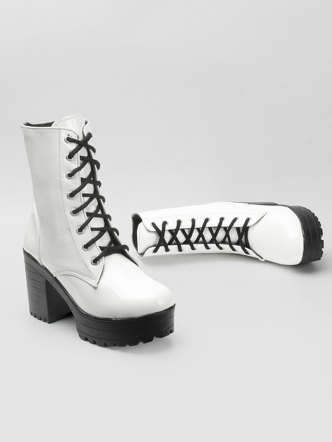 

Kliev Paris Women Platform Heeled Boots, White