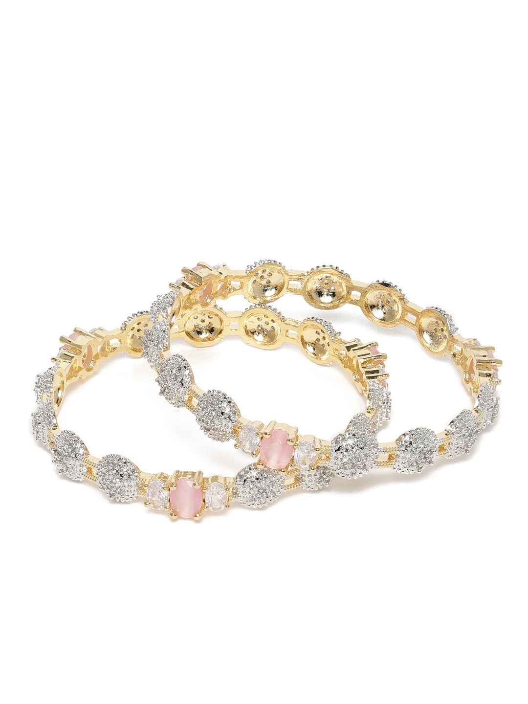 

House of Pataudi Set Of 2 Gold-Plated American Diamond Studded Bangles