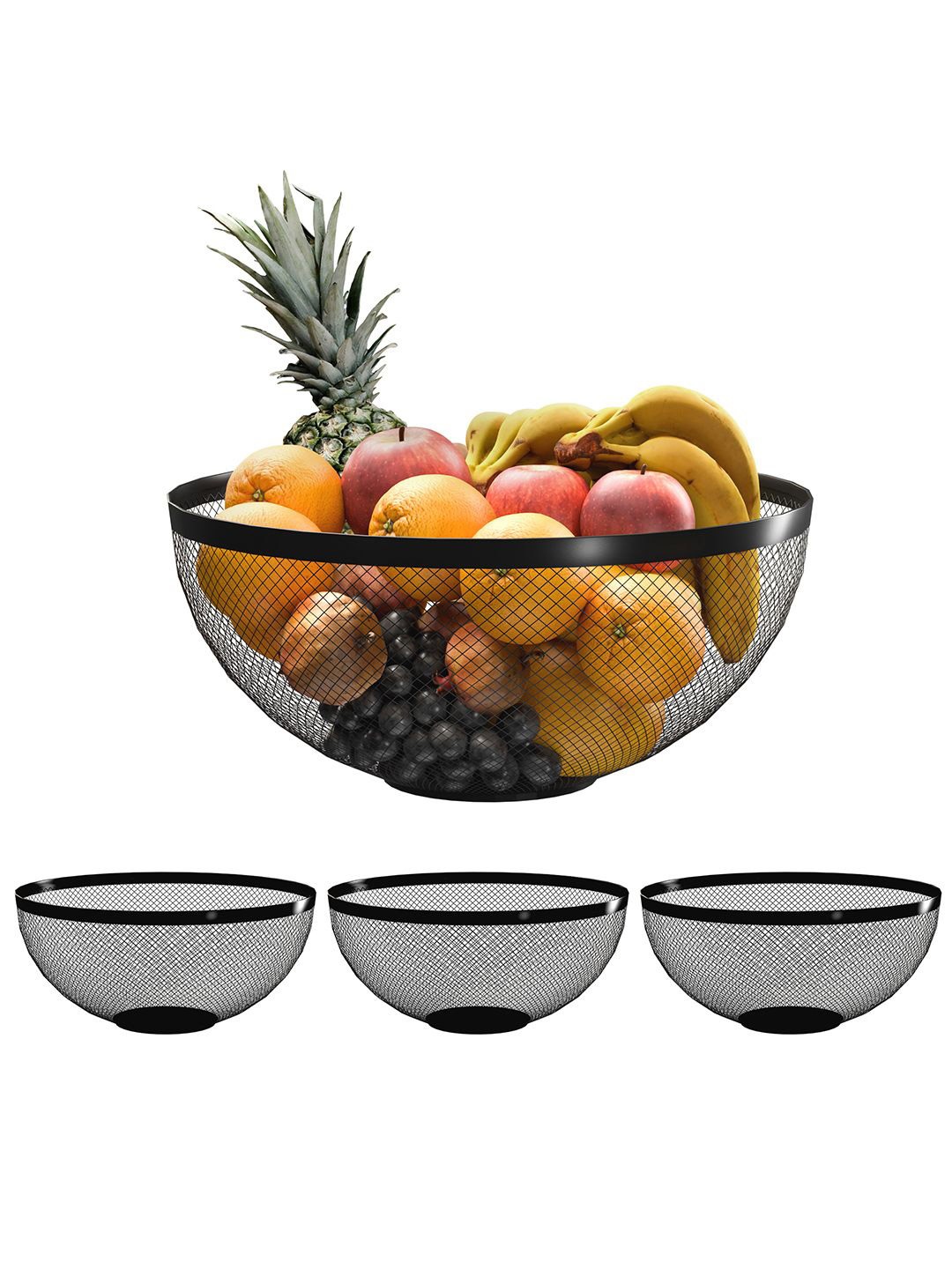 

Kuber Industries Black 4 Pieces Metal Fruit and Vegetable Baskets