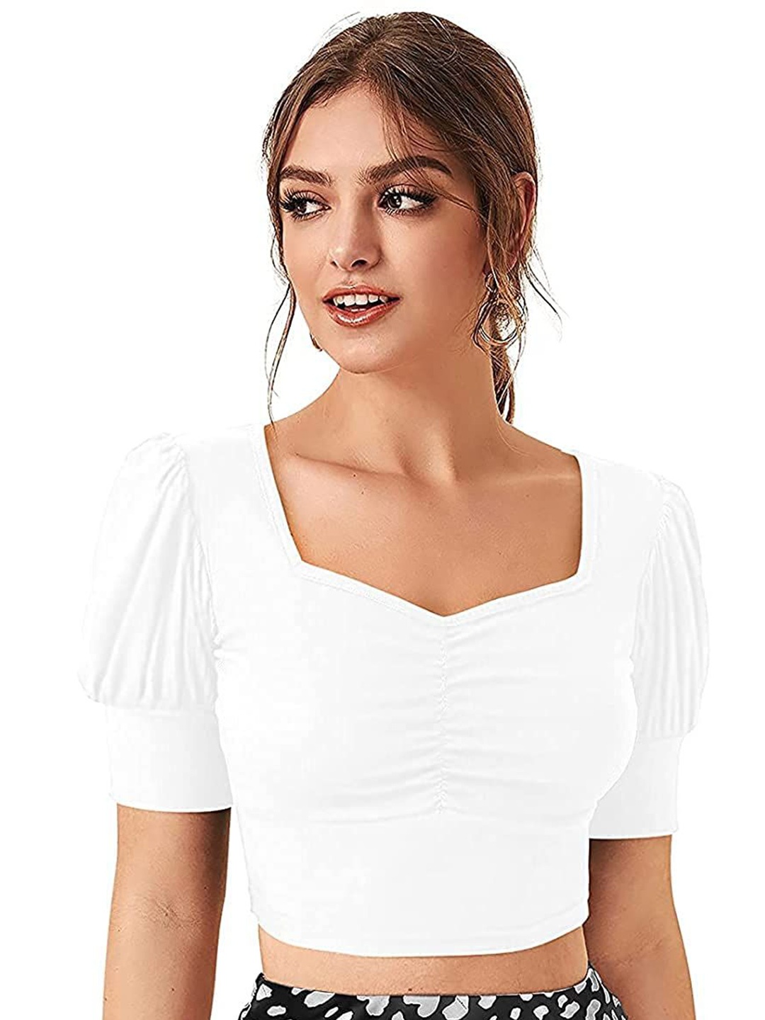 

Projas Sweetheart Neck Crop Top, White