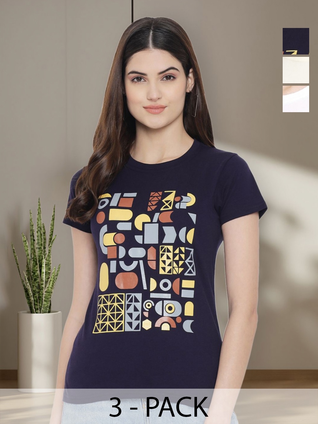 

Tromko Women Typography 3 Printed Applique T-shirt, Multi