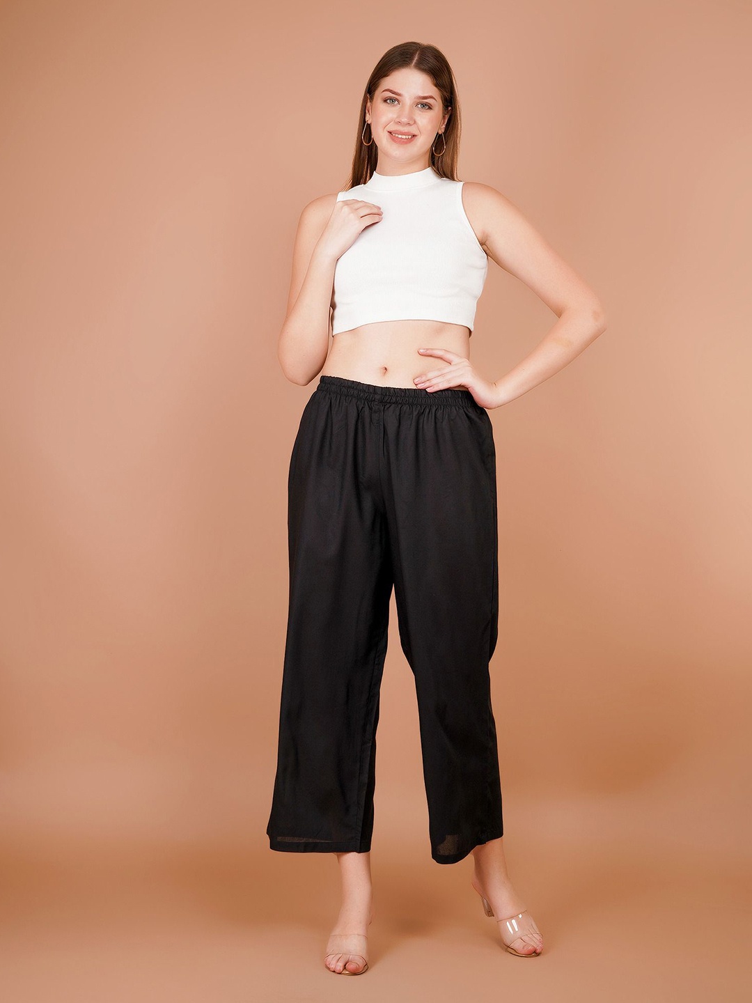 

Sufiana Women Knitted Palazzos, Black