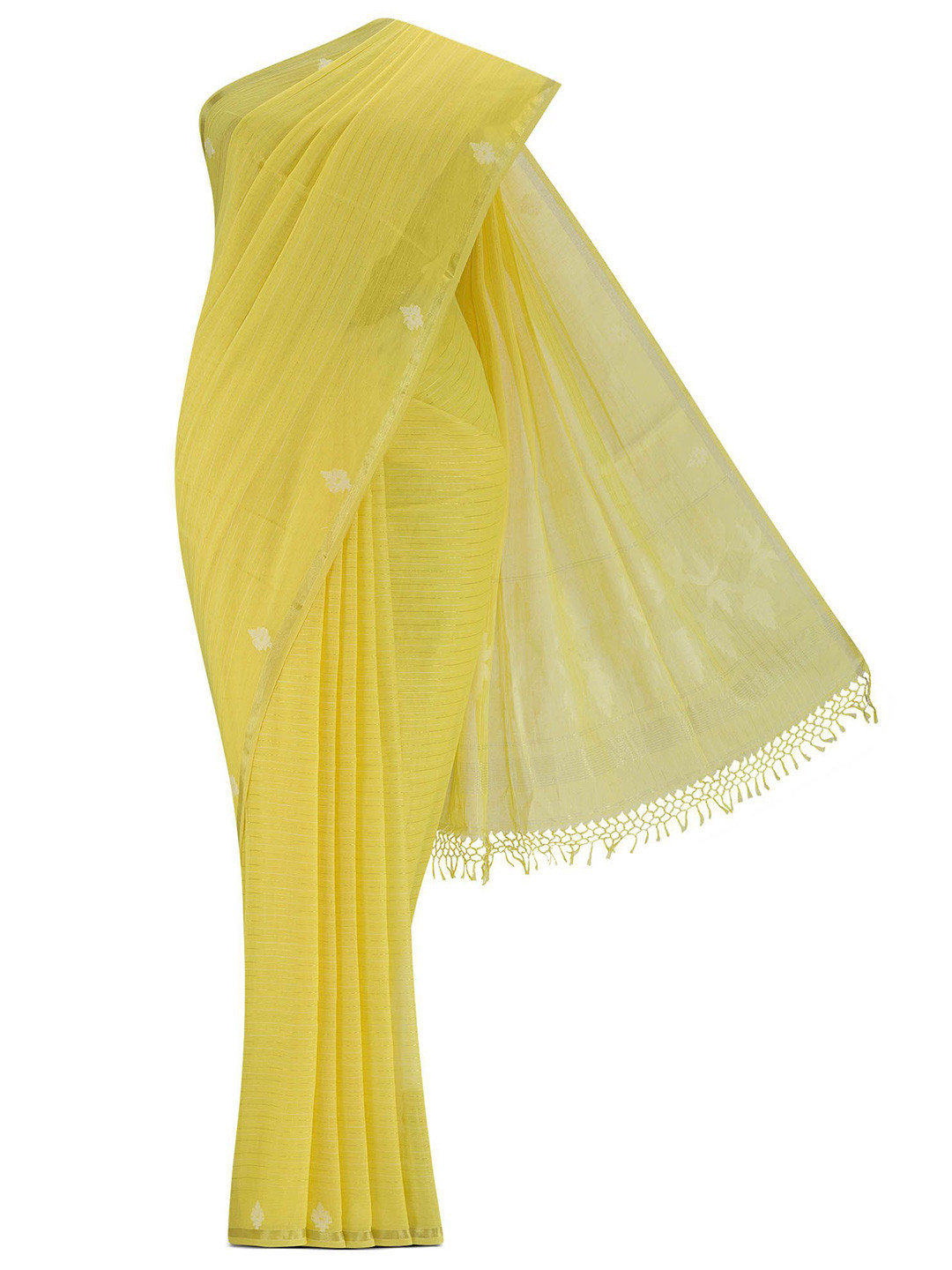 

Nalli Striped Pure Cotton Saree, Yellow