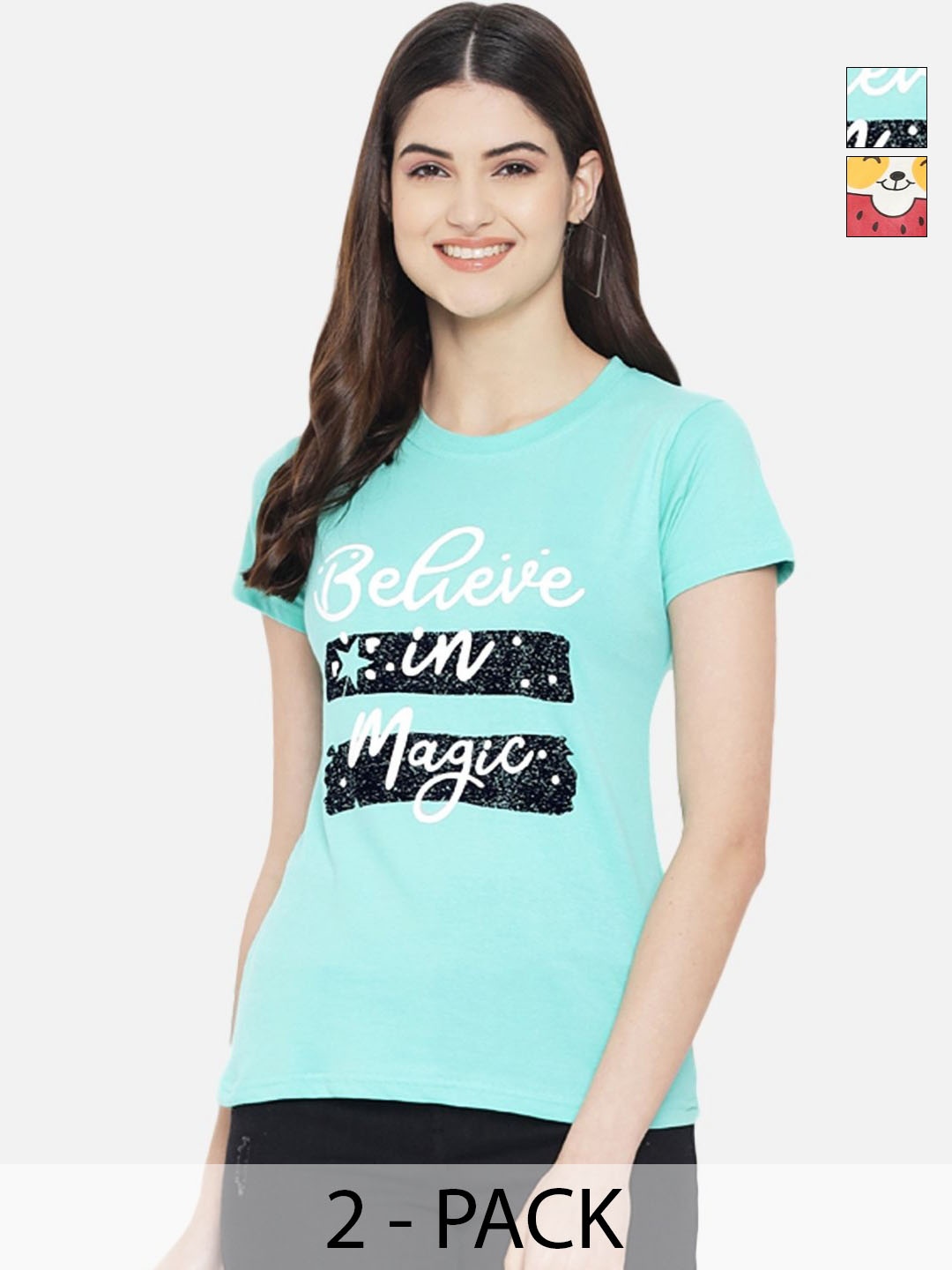 

Tromko Women Typography Printed T-shirt, Multi