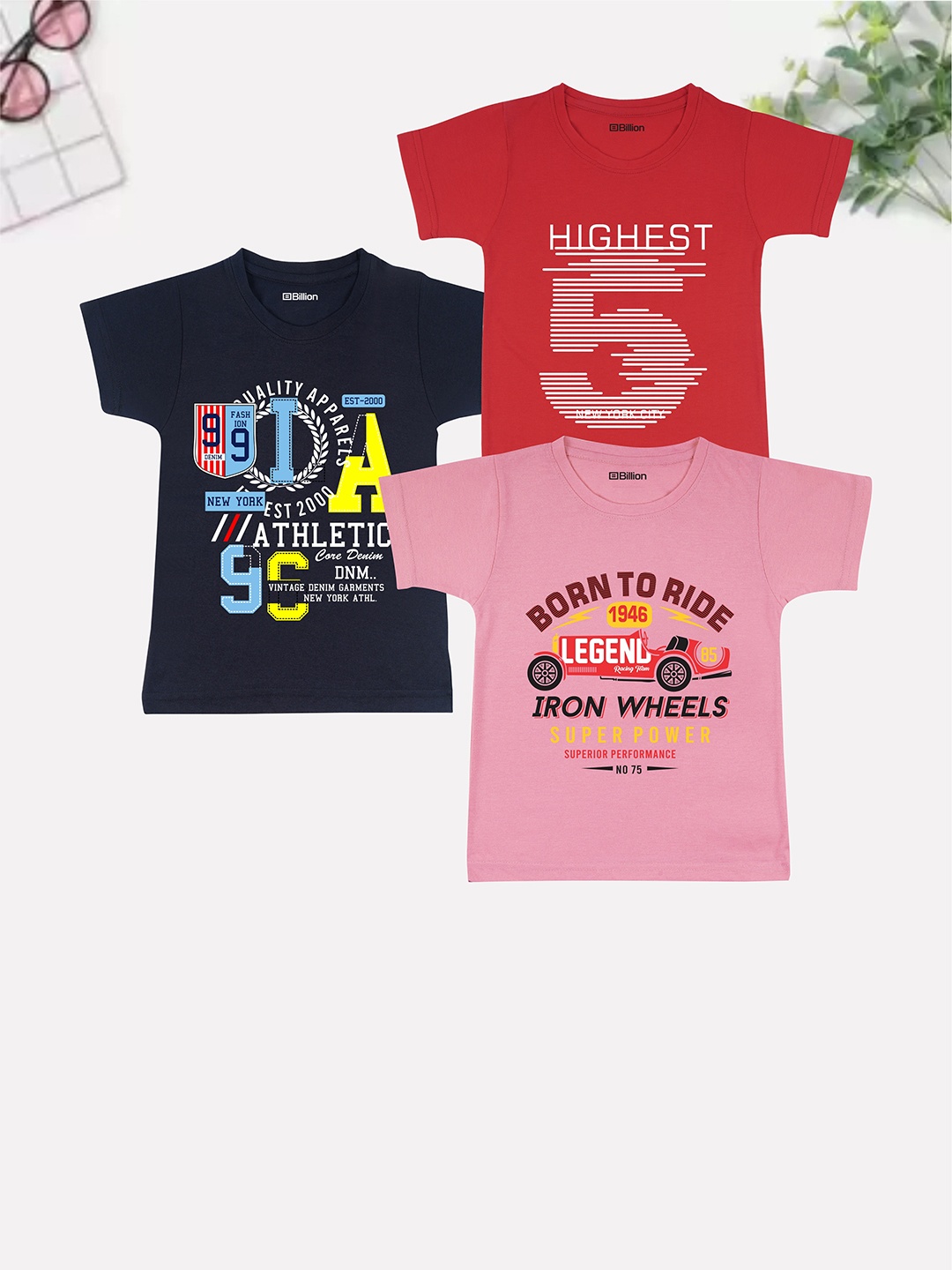 

Billion Boys 3 Printed Bio Finish Applique T-shirt, Multi