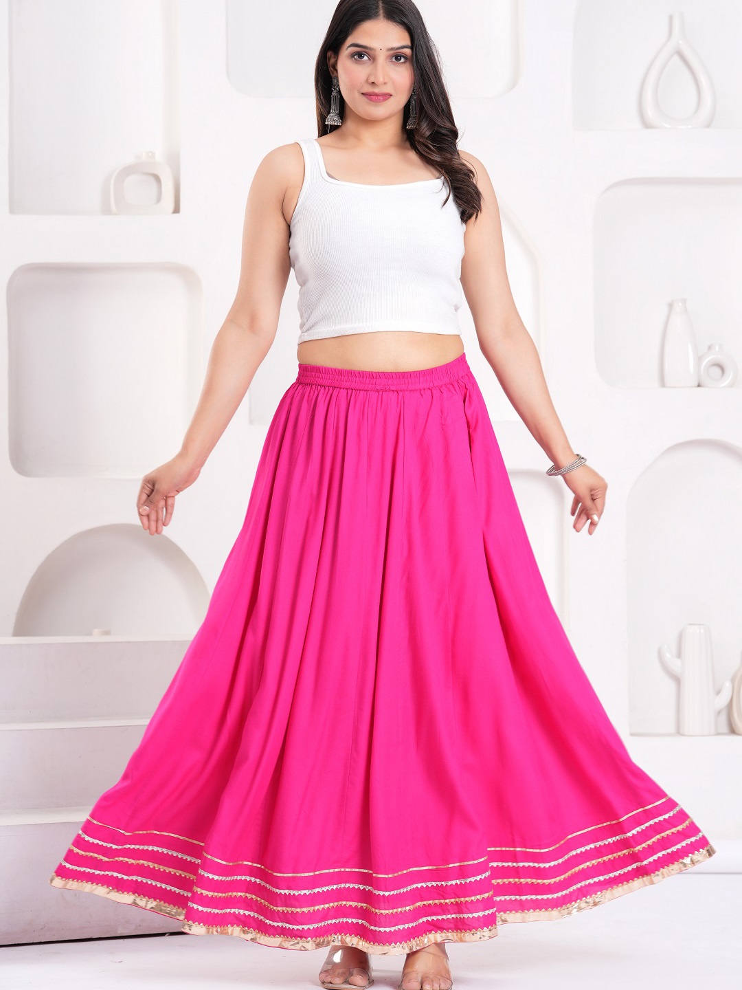 

Clothy N Wave Flared Maxi Skirt, Pink