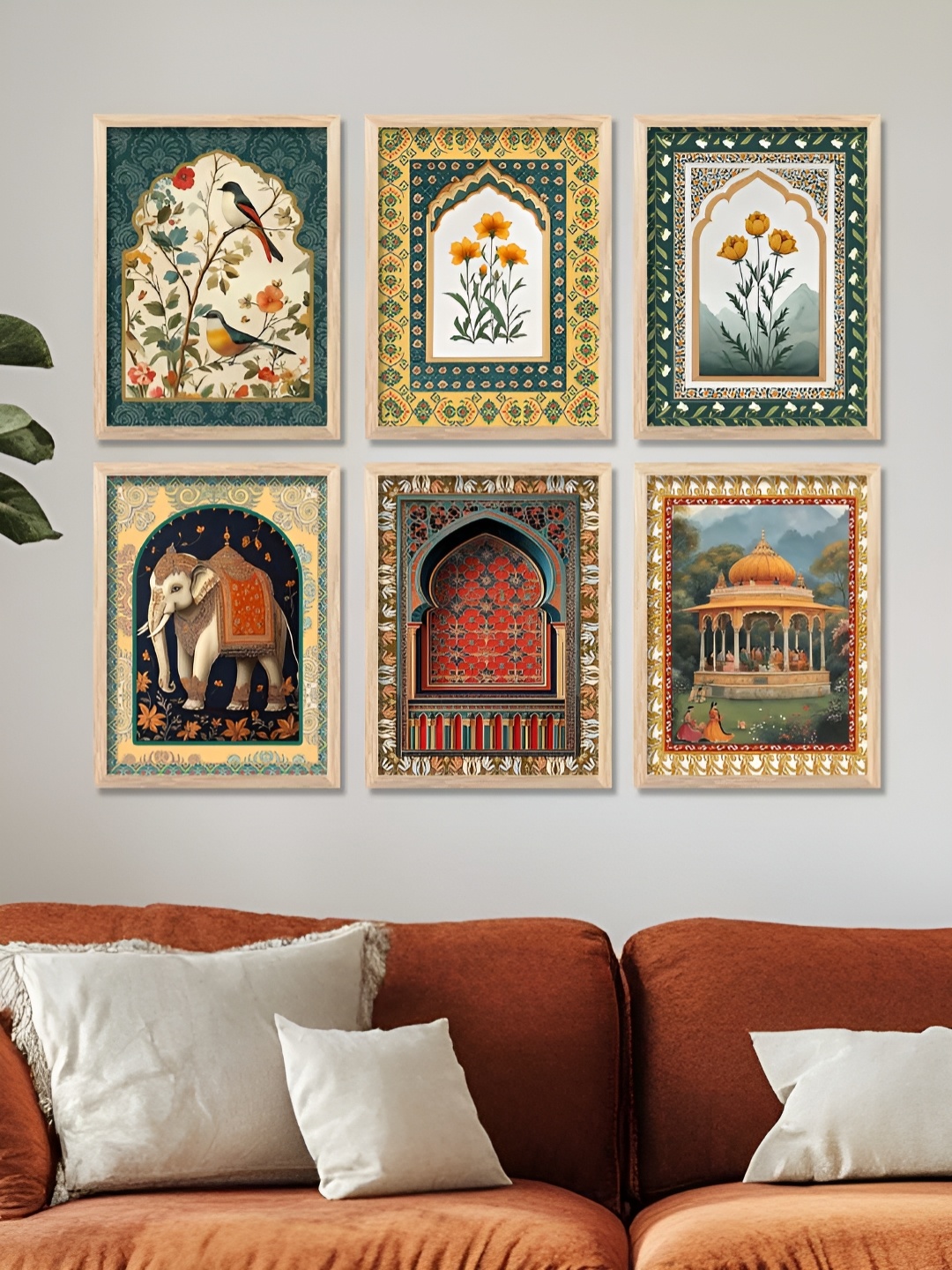 

WALLLANE Brown & Orange 6 and more Piece Wood Abstract Wall Paintings