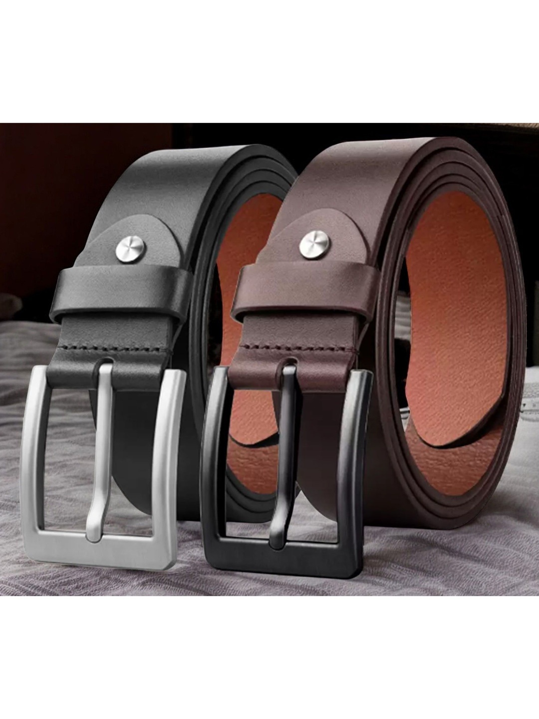 

The Roadster Lifestyle Co Set Of 2 Leather Formal Belts, Brown