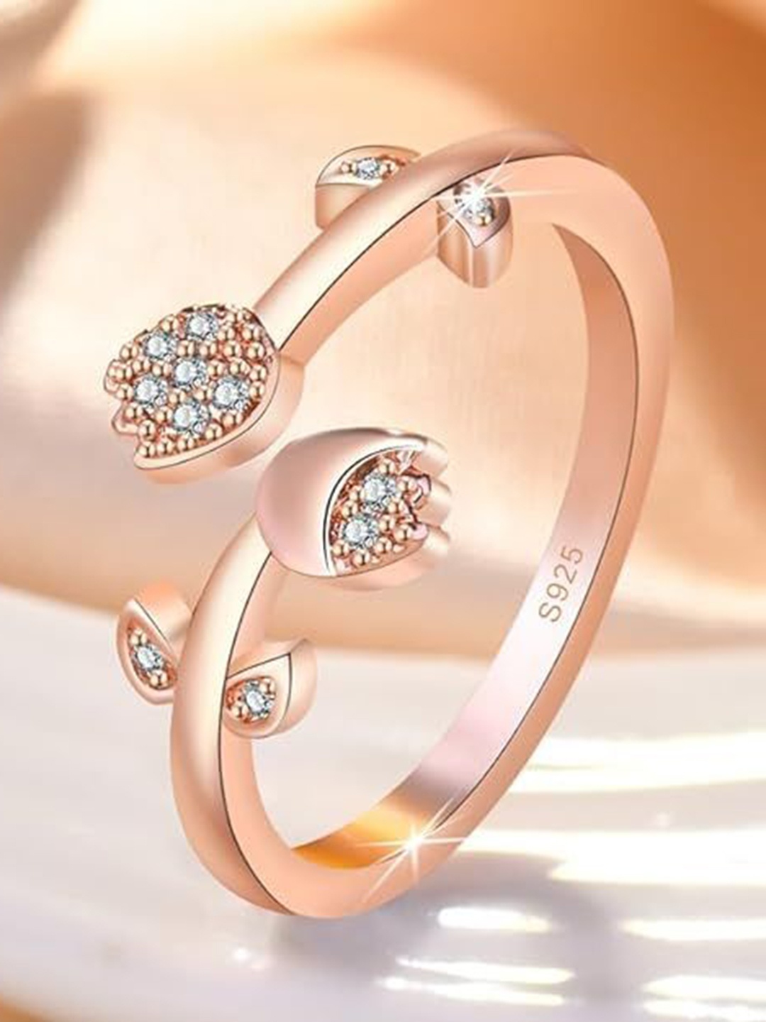 

Anouk Rose Gold-Plated Cubic Zirconia Adjustable Finger Ring
