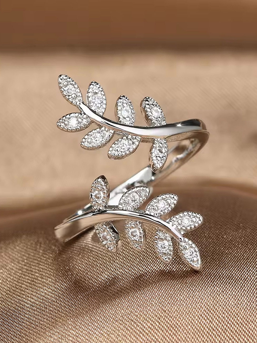 

Anouk Silver-Plated Cubic Zirconia Adjustable Finger Ring