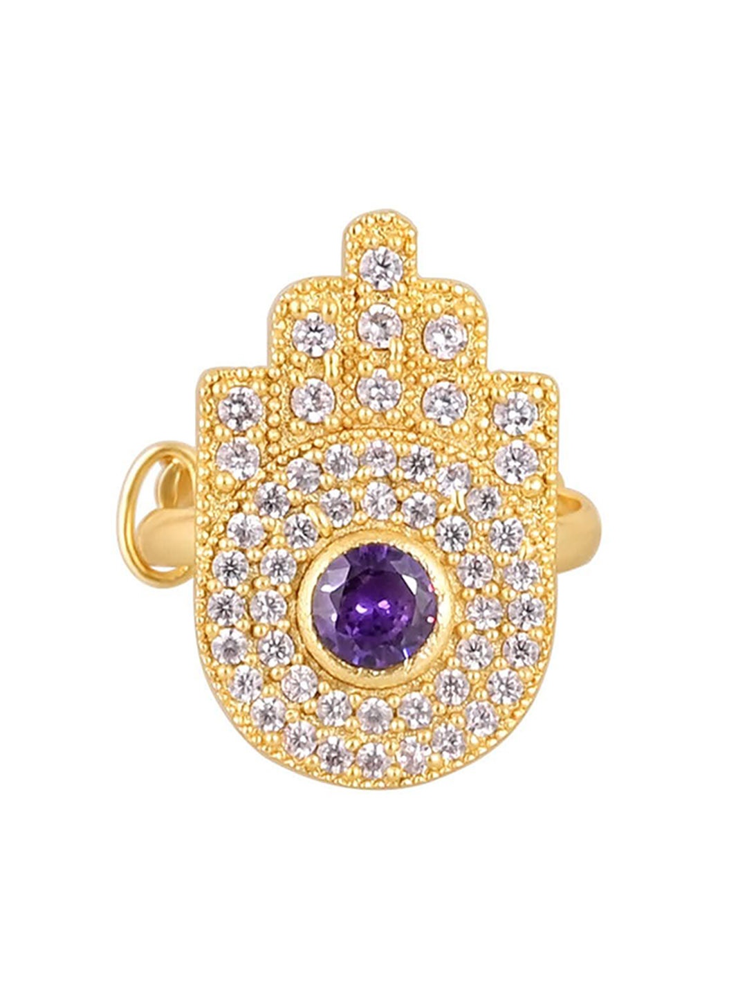

House of Pataudi Gold-Plated Cubic Zirconia Stone Studded Finger Ring