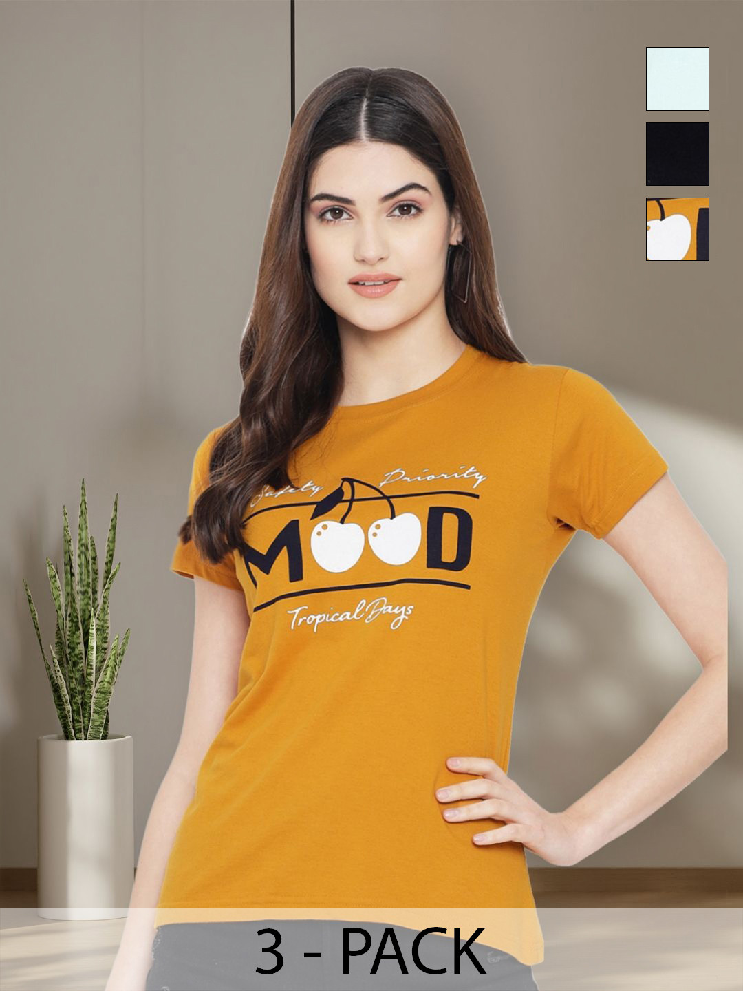 

Tromko Women Typography 3 Printed Applique T-shirt, Multi