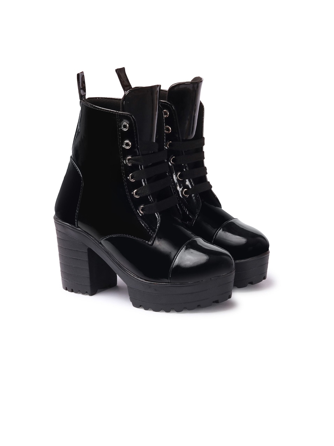

Kliev Paris Women Mid-Top Ankle Length Block Heeled Boots, Black