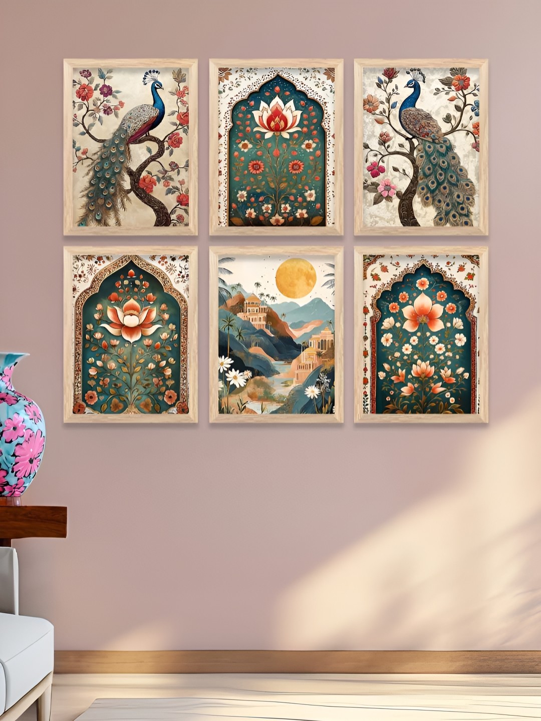 

WALLLANE Brown & Green 6 and more Piece Wood Abstract Wall Paintings
