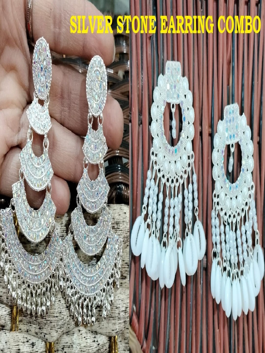 

JMBW INTERNATIONAL Silver-Plated Artificial Beaded Contemporary Shaped Drop Earrings