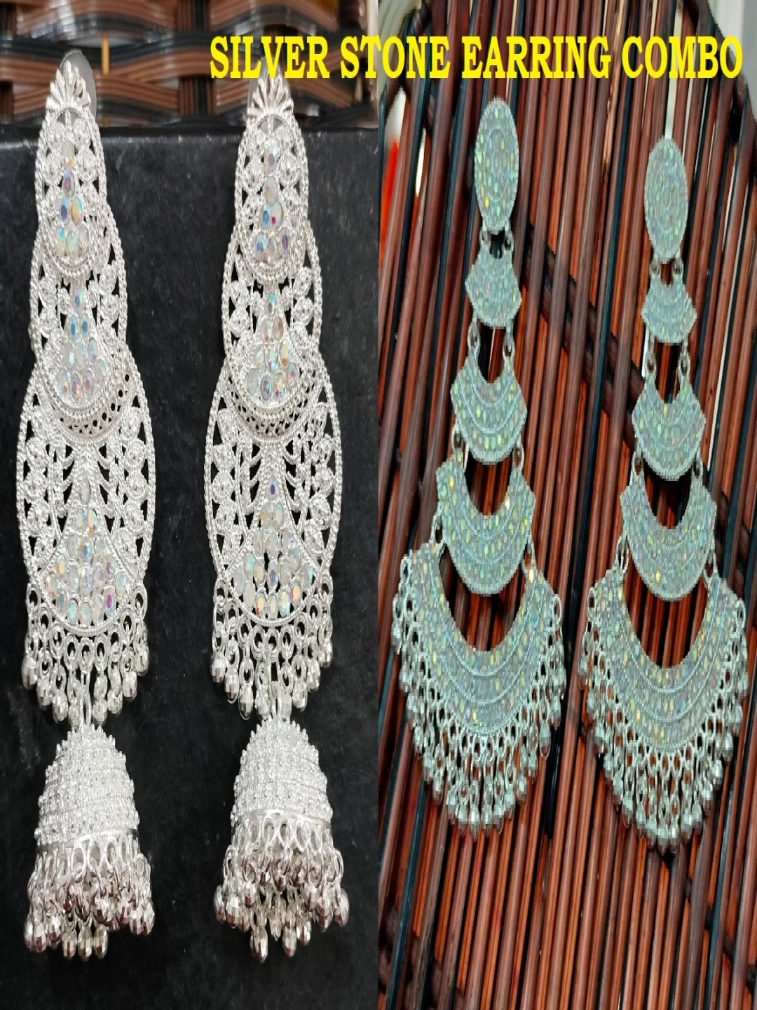 

JMBW INTERNATIONAL Silver-Plated Contemporary Chandelier Artificial Beads Chandbalis