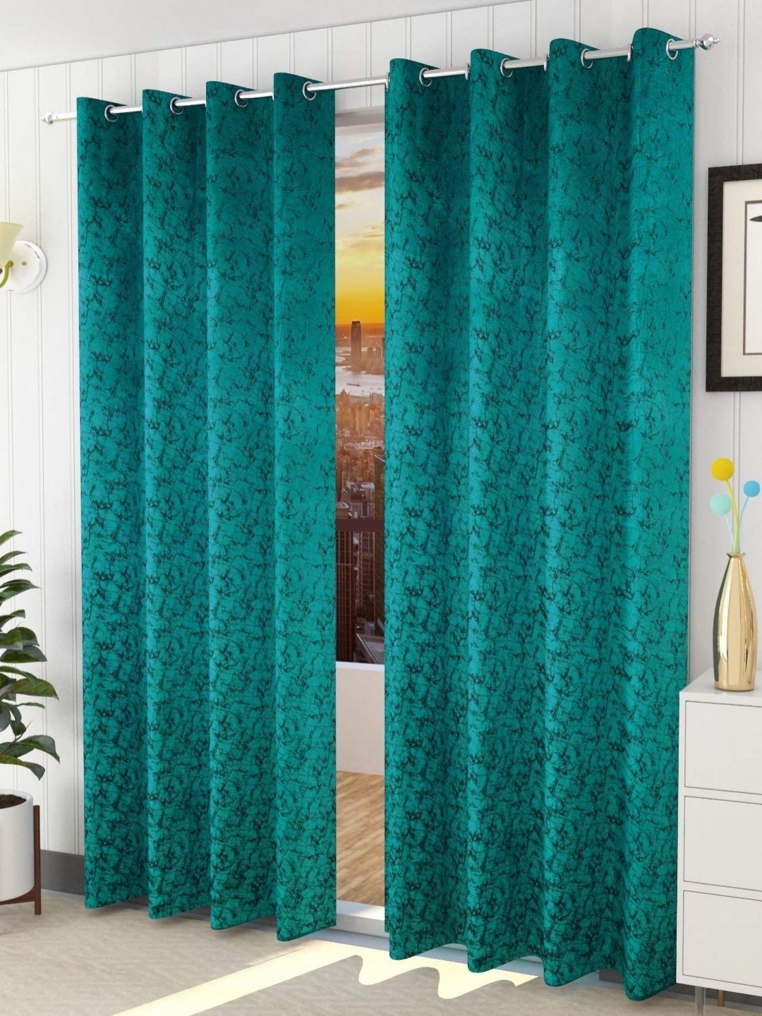 

Galaxy Home Decor Blue Set of 2 Room Darkening Door Curtain