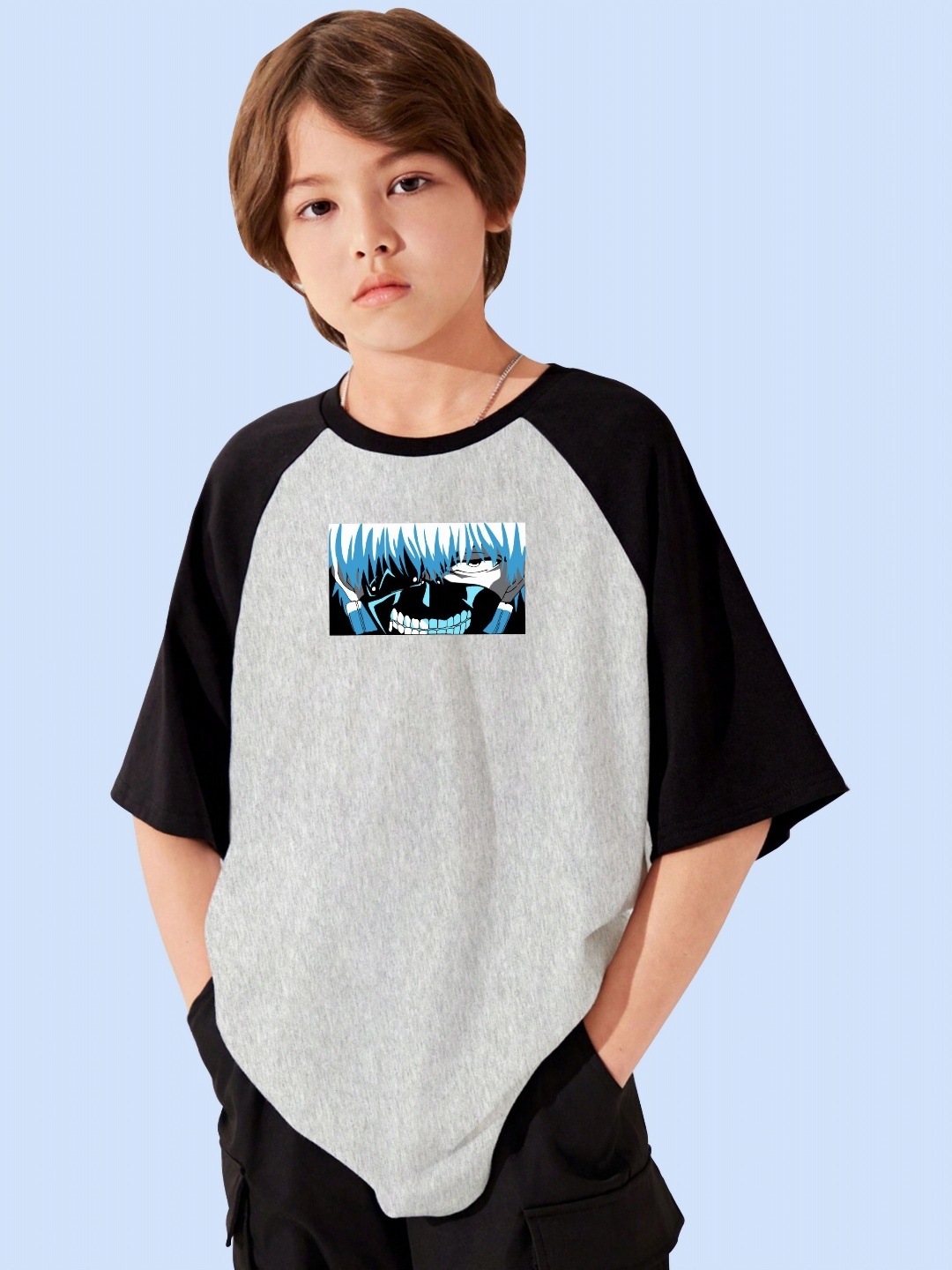 

LOCAVESTIR Boys Printed T-shirt, Grey