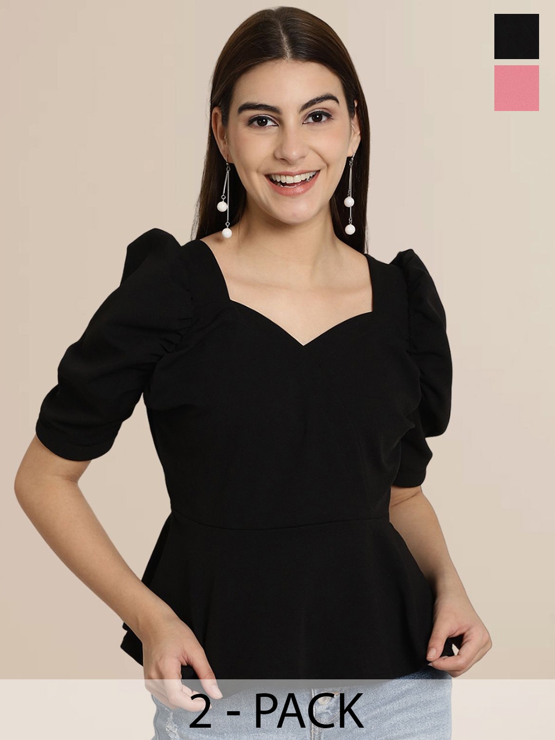 

Tromko Sweetheart Neck Puff Sleeve Top, Multi