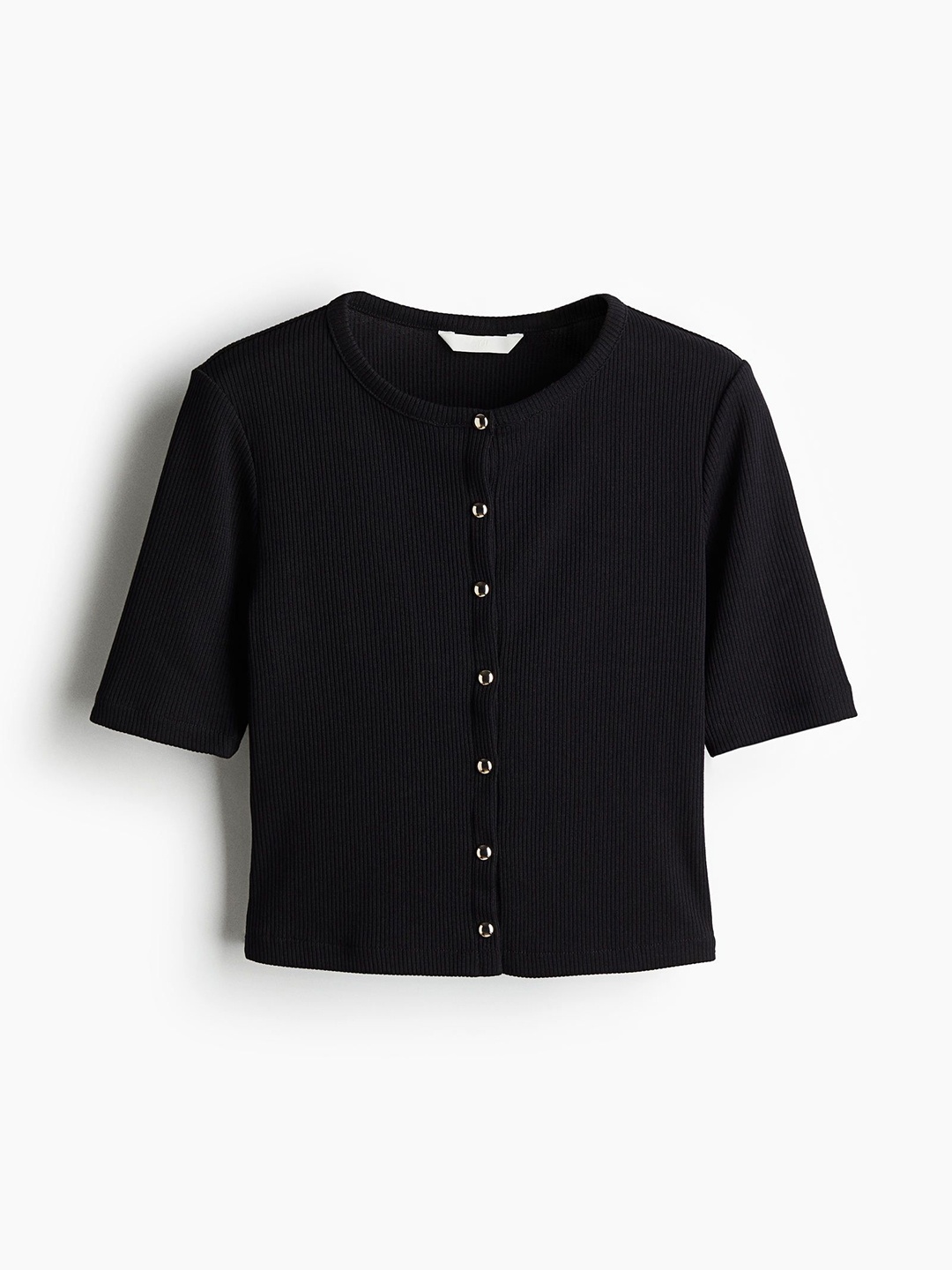 

H&M Ribbed Jersey Cardigan, Black