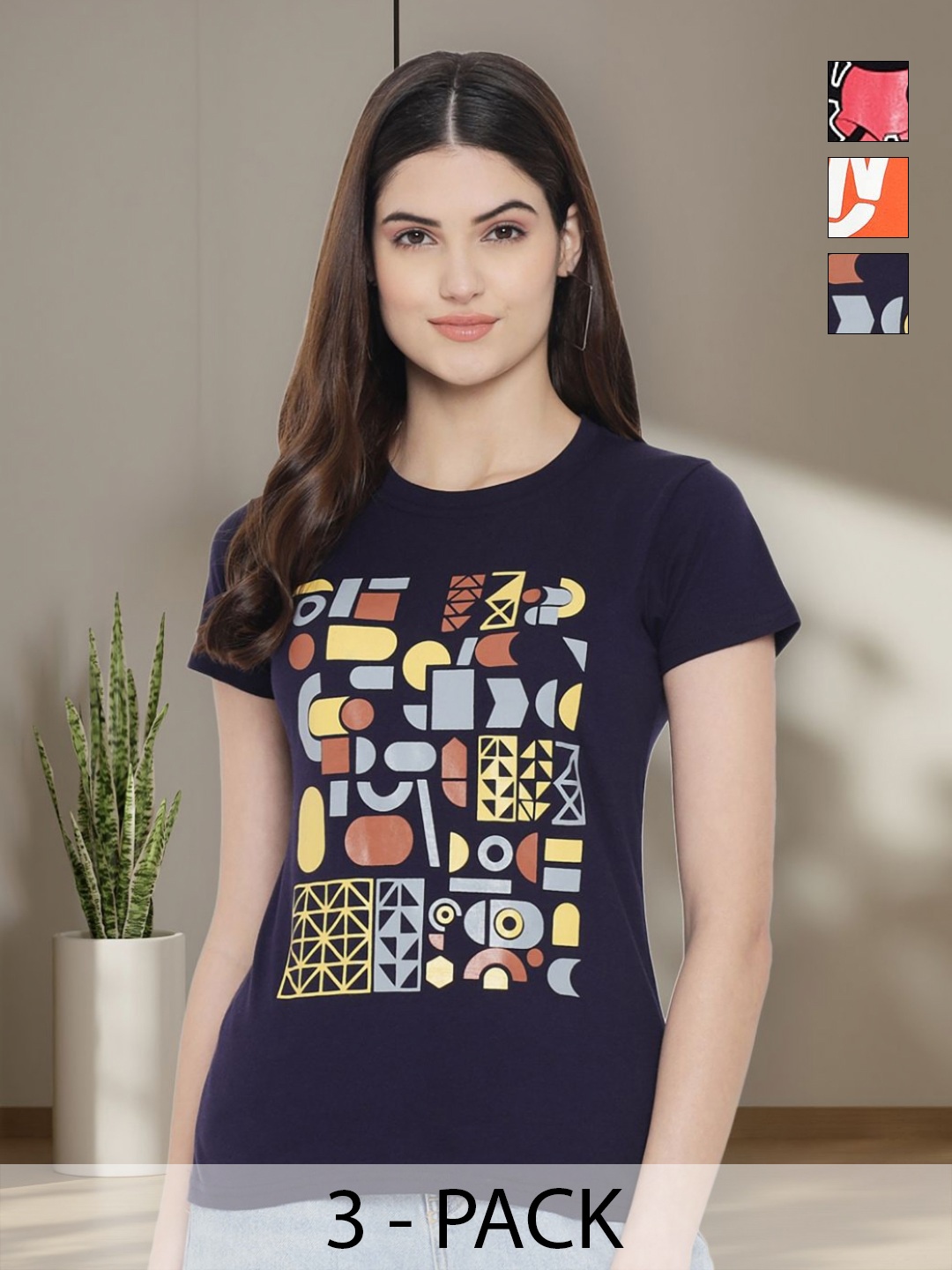 

Tromko Women Typography 3 Printed Applique T-shirt, Multi