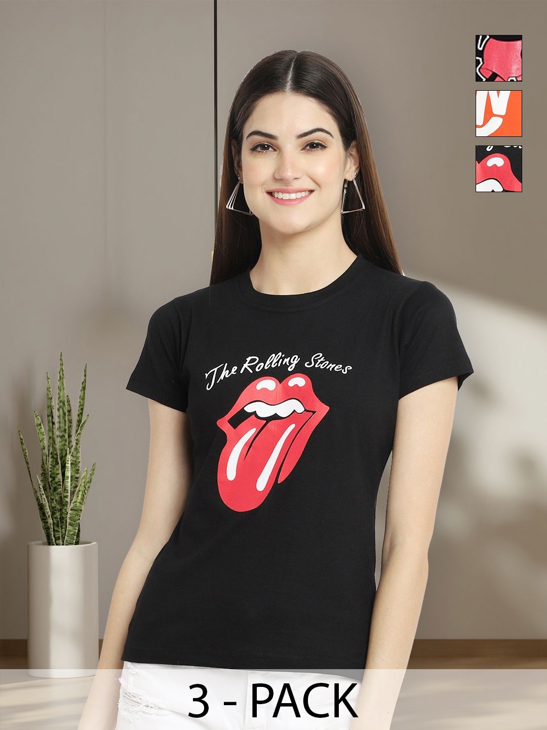 

Tromko Women Typography 3 Printed Applique T-shirt, Multi