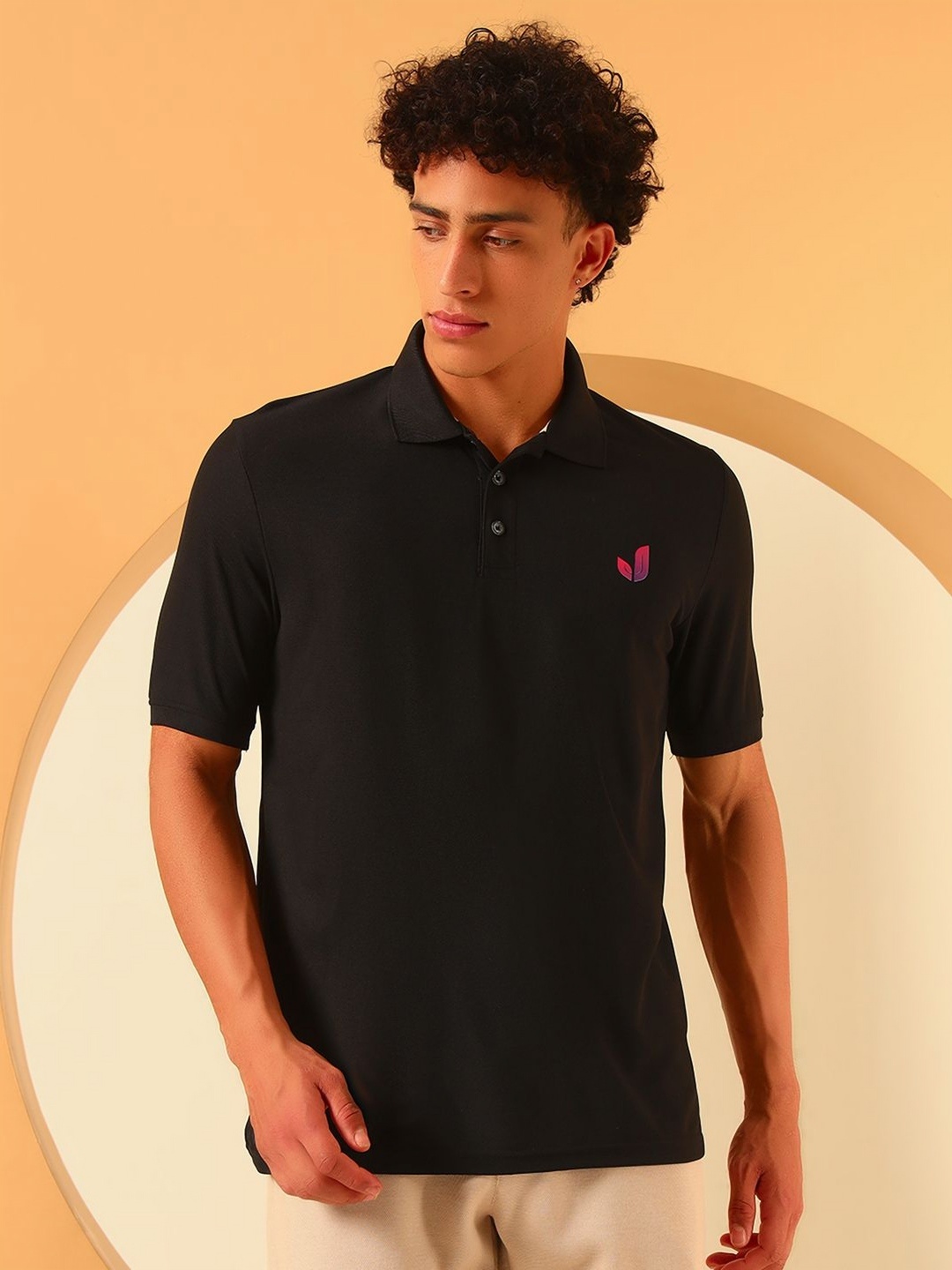 

GLITO Women Polo Collar Pockets Slim Fit T-shirt, Black