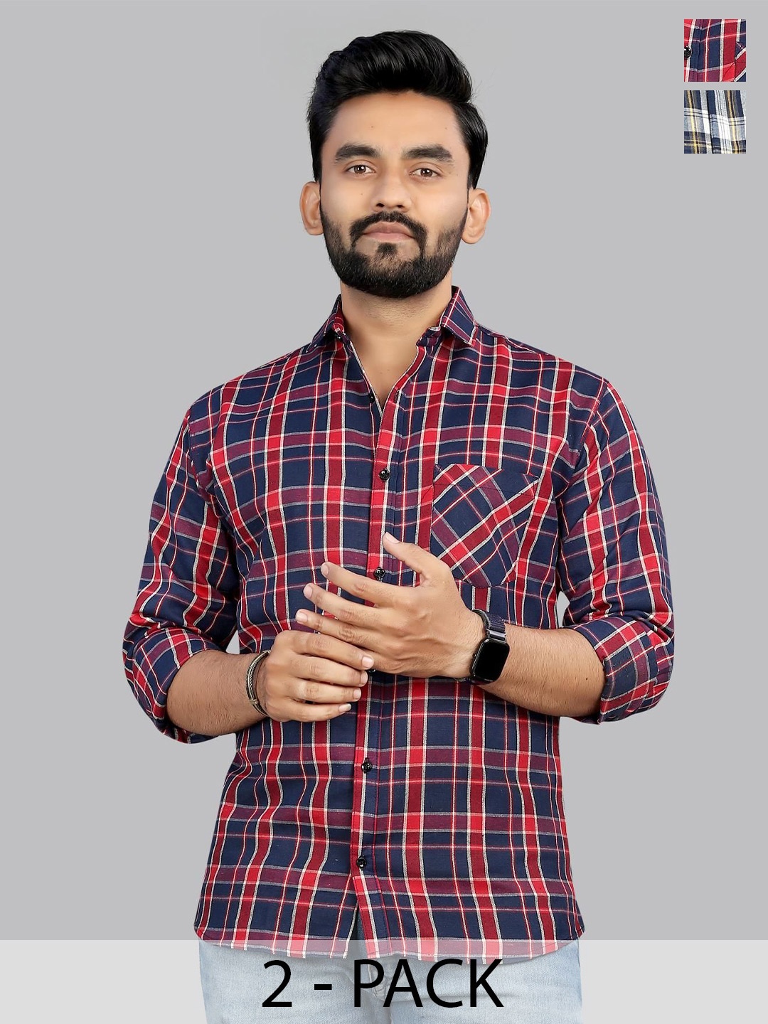 

Metronaut Men Classic Tartan Checks Opaque Checked Casual Shirt, Multi