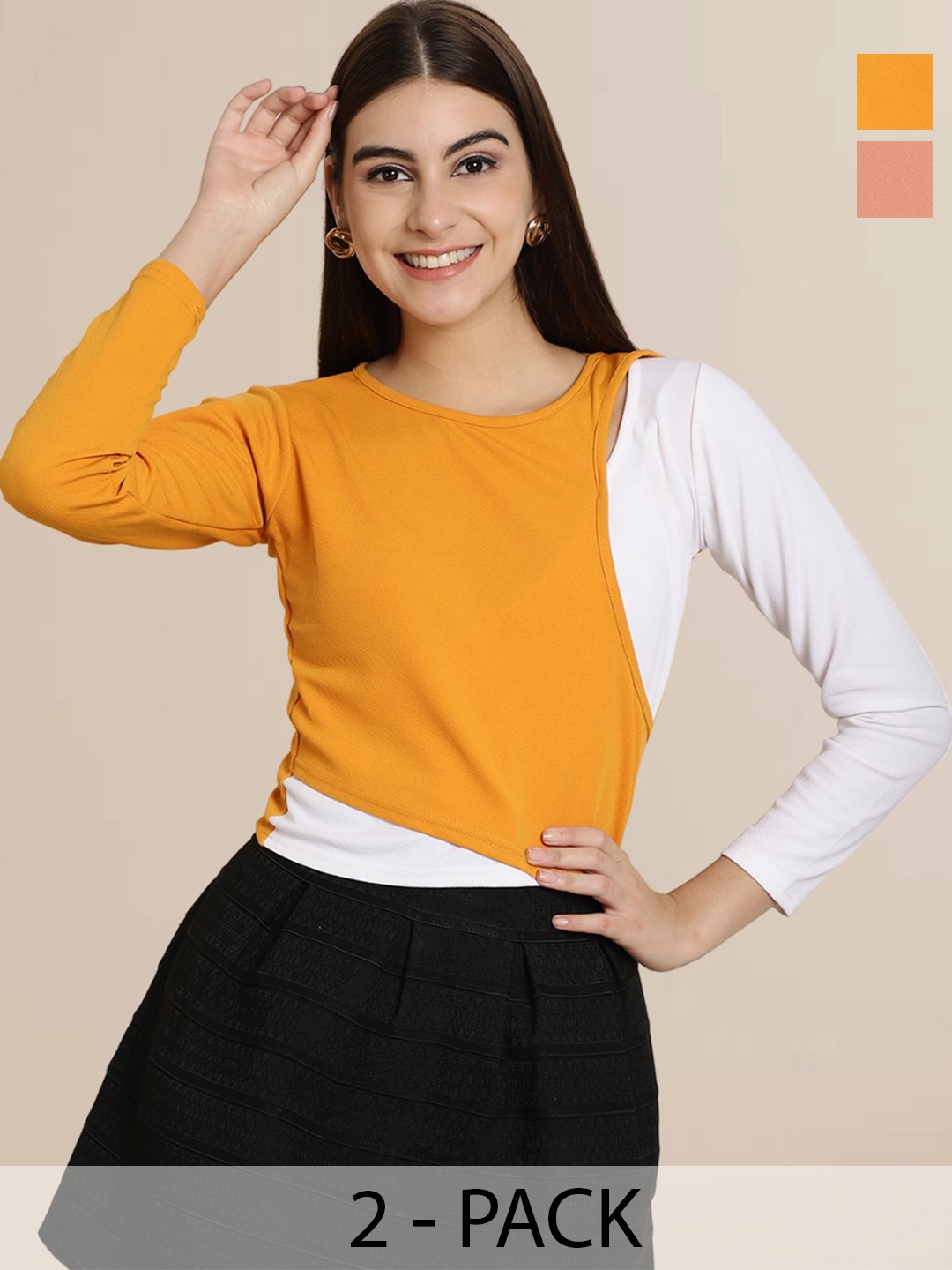 

Tromko Women Puff Sleeves Round Neck Top, Multi
