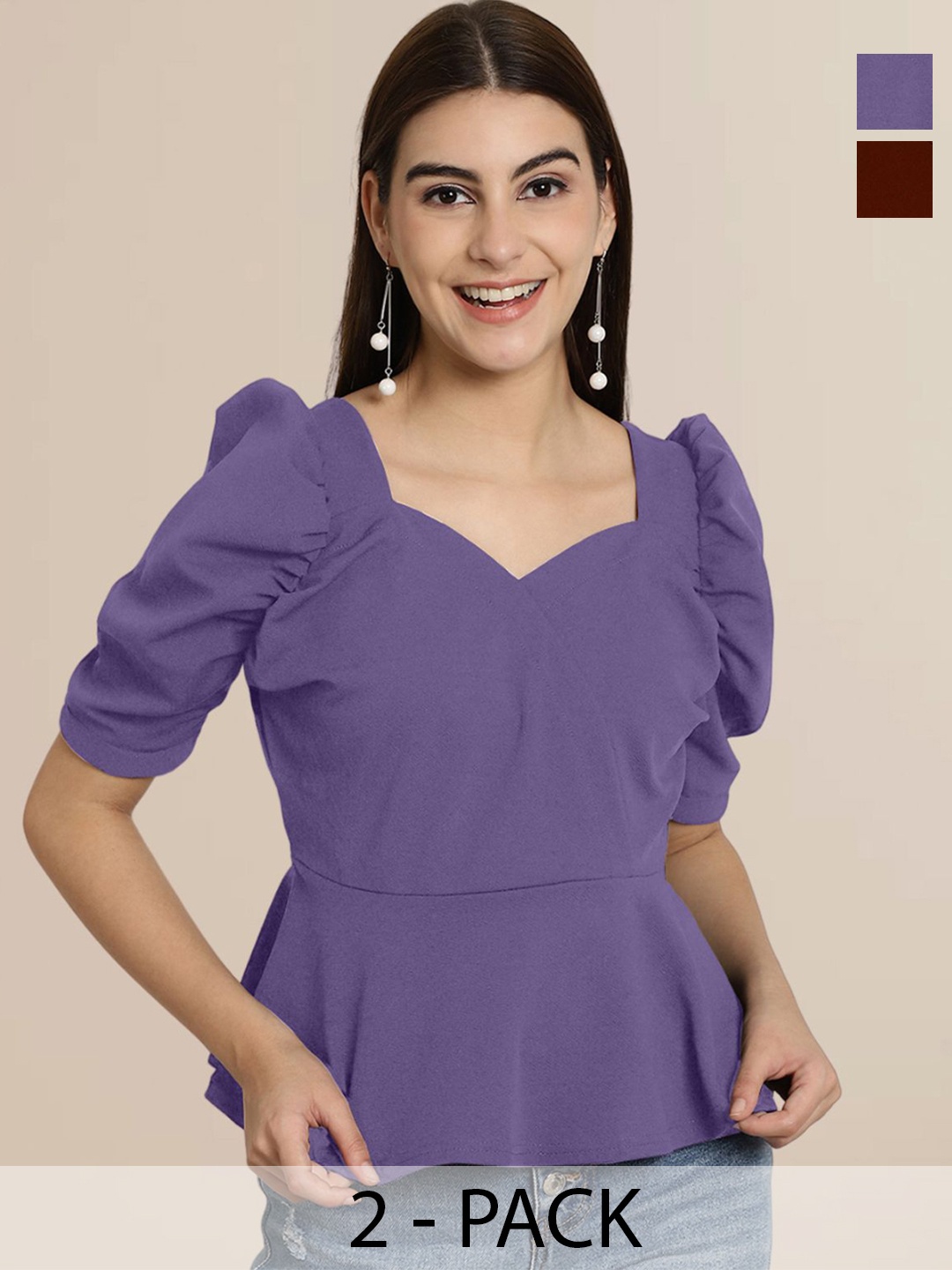 

Tromko Sweetheart Neck Puff Sleeve Top, Multi