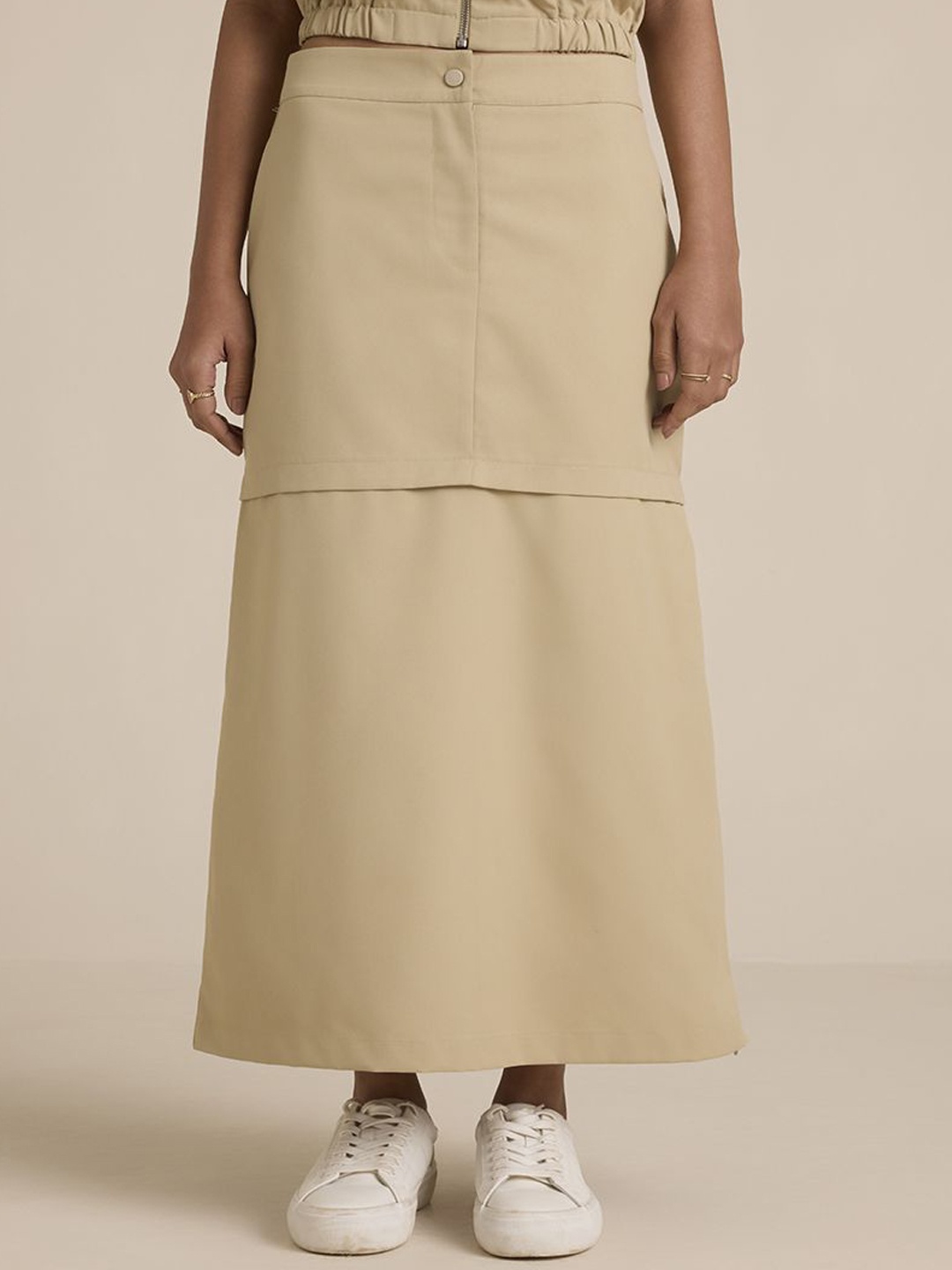 

Muvazo Women Straight Maxi Skirt, Beige