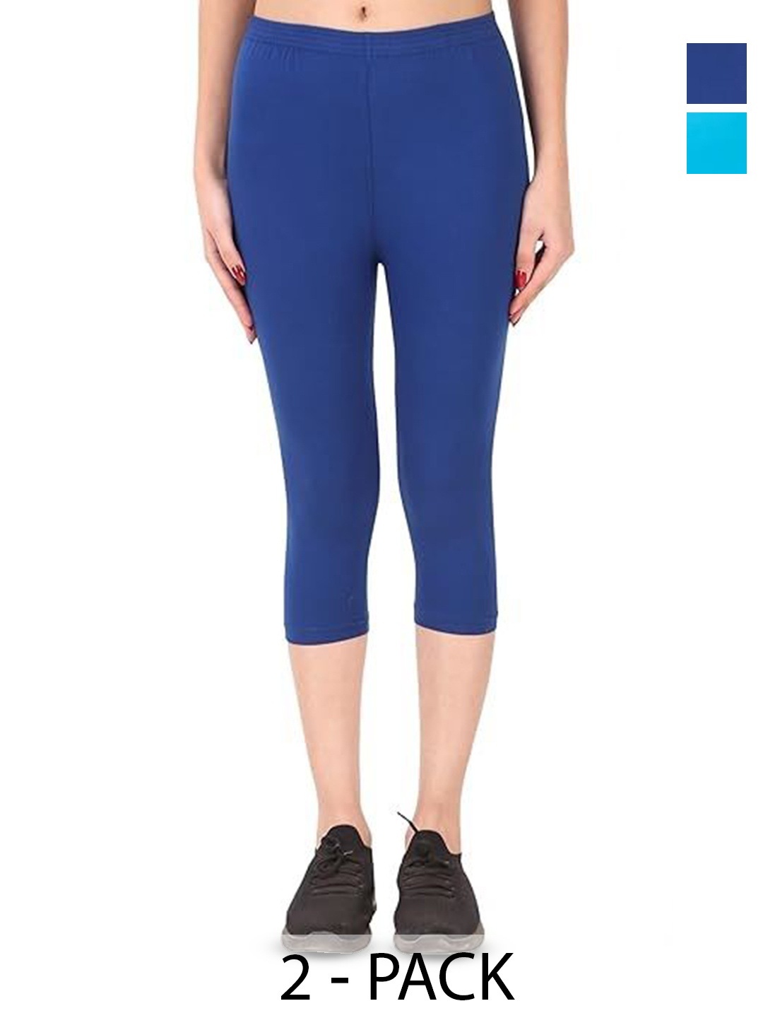

LOVO Girls Pack of 2 Cotton Capris, Blue