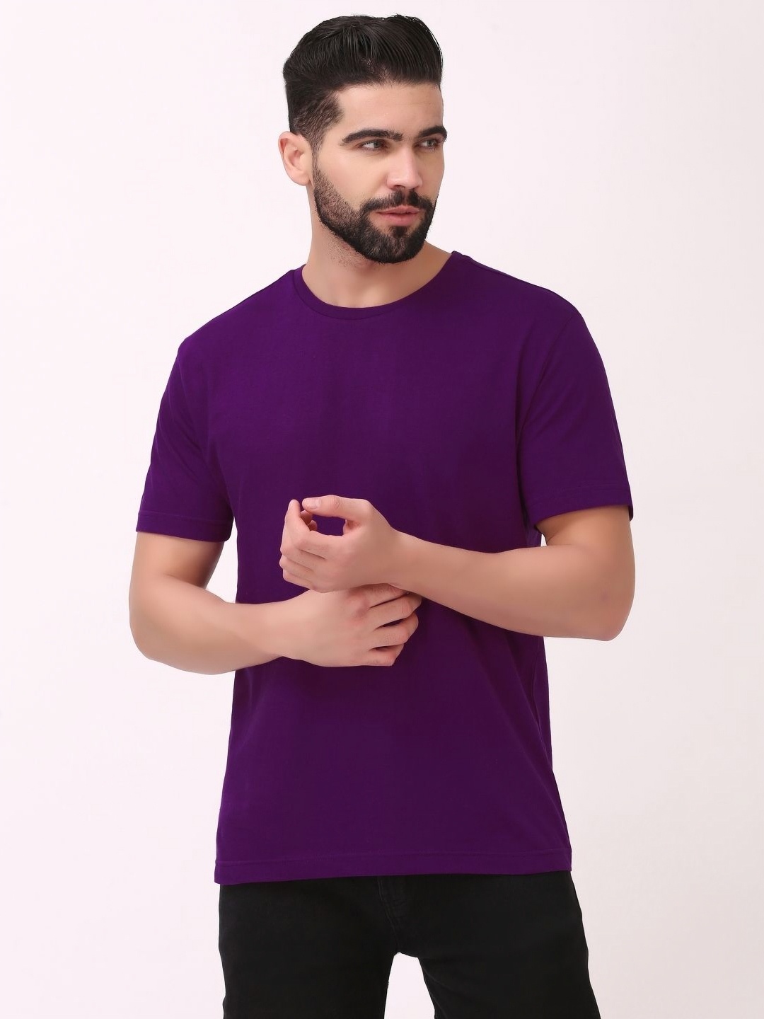 

Ghumakkad Men Extended Sleeves Pockets T-shirt, Purple