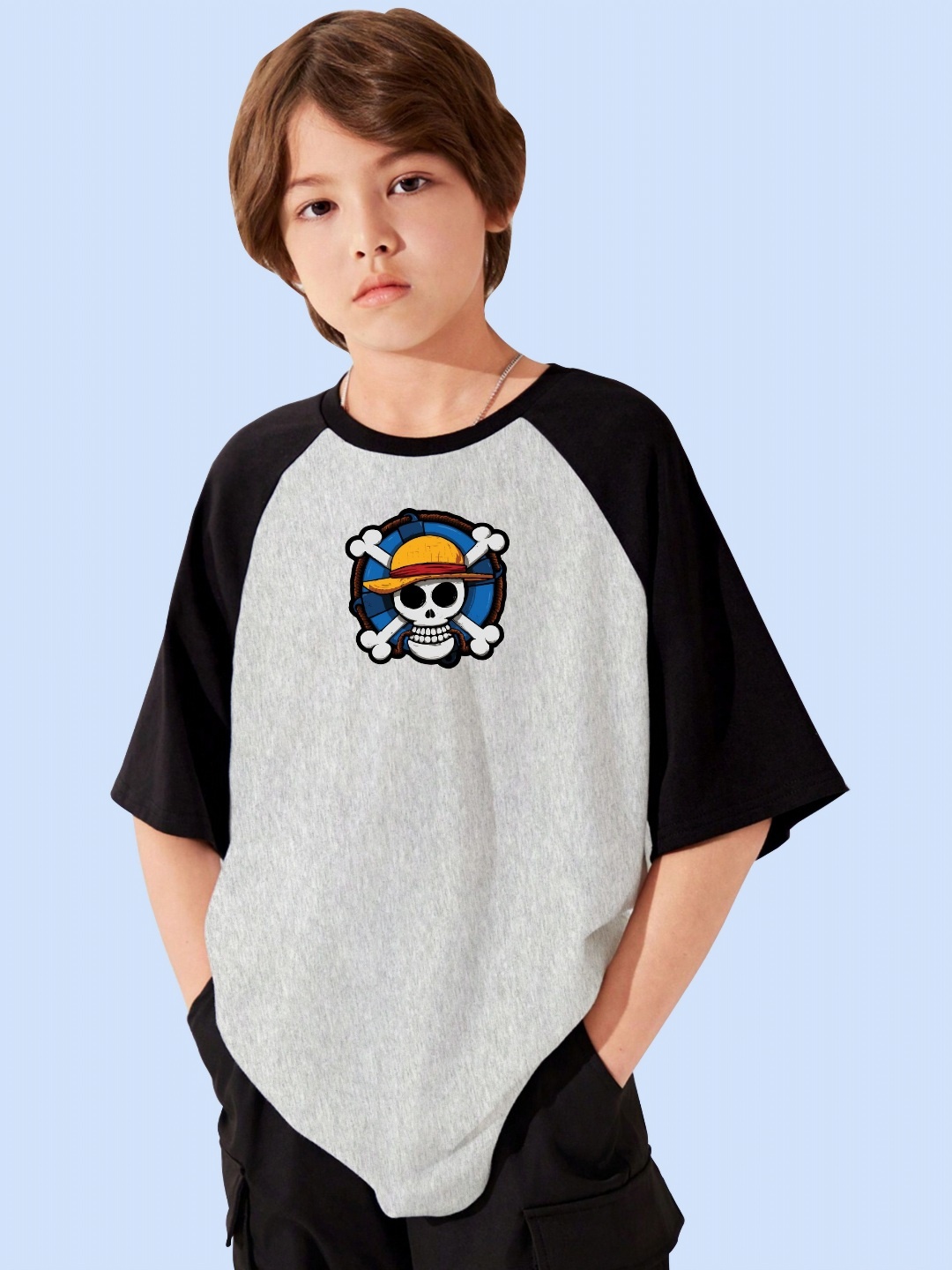 

LOCAVESTIR Boys Printed T-shirt, Grey