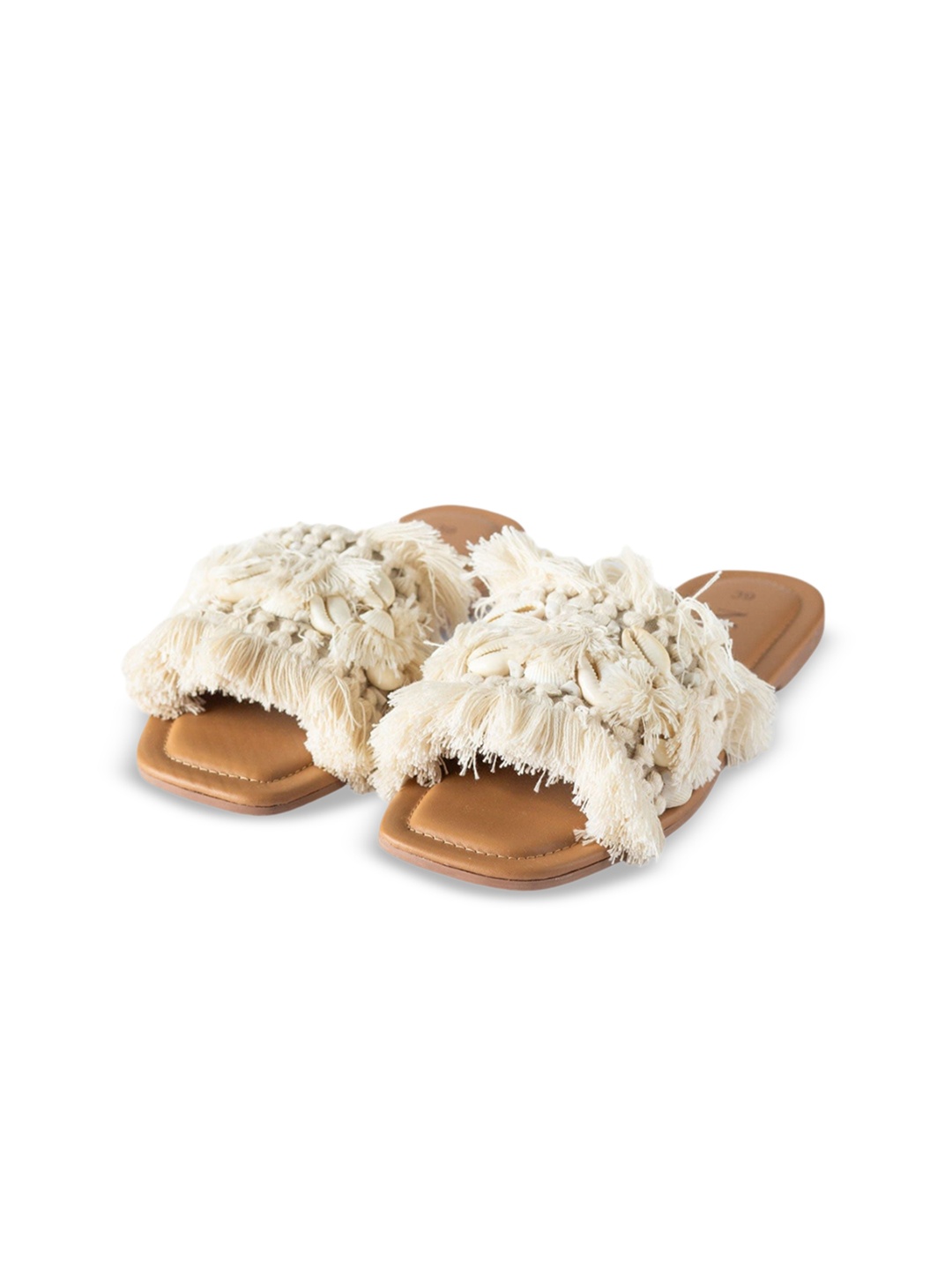 

MyMy footwear Women Embroidered Open Toe Flats, White