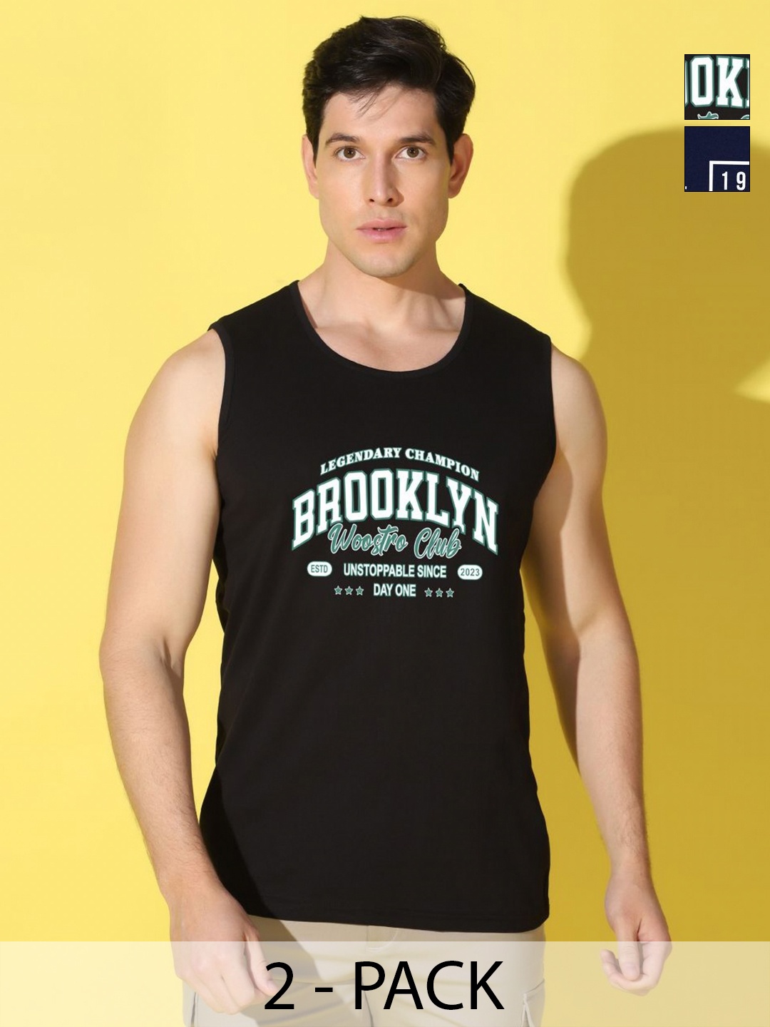 

WOOSTRO Men Typography 2 Printed Applique Slim Fit T-shirt, Black
