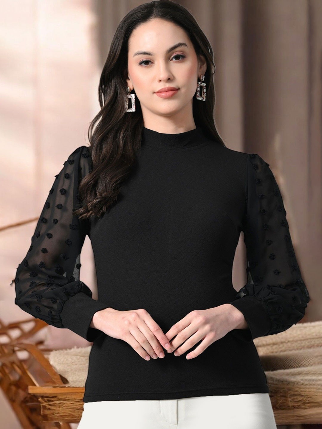

Arbiter Collection Puff Sleeve Top, Black