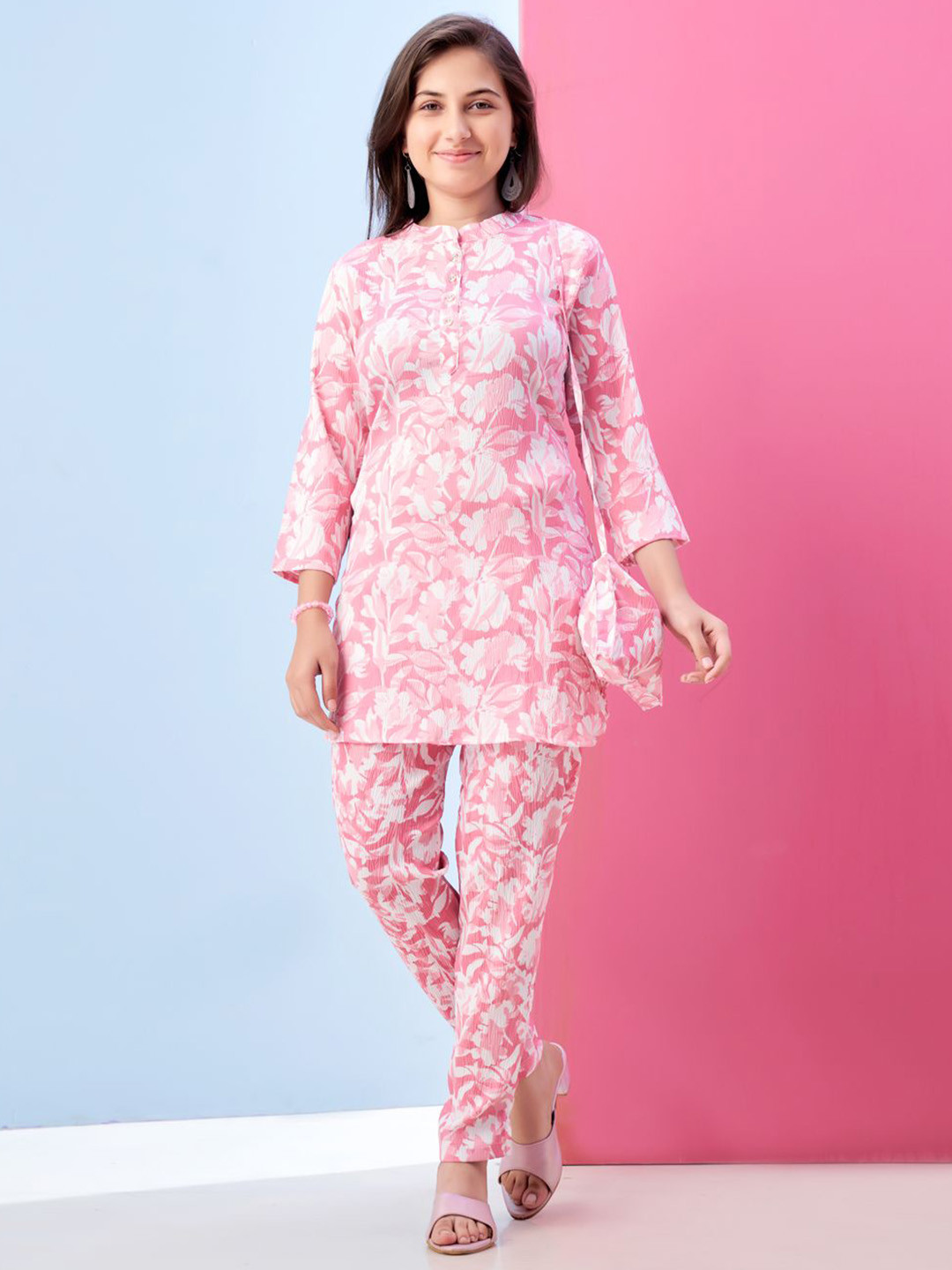 

Sangria Girls Printed Clothing Set, Pink