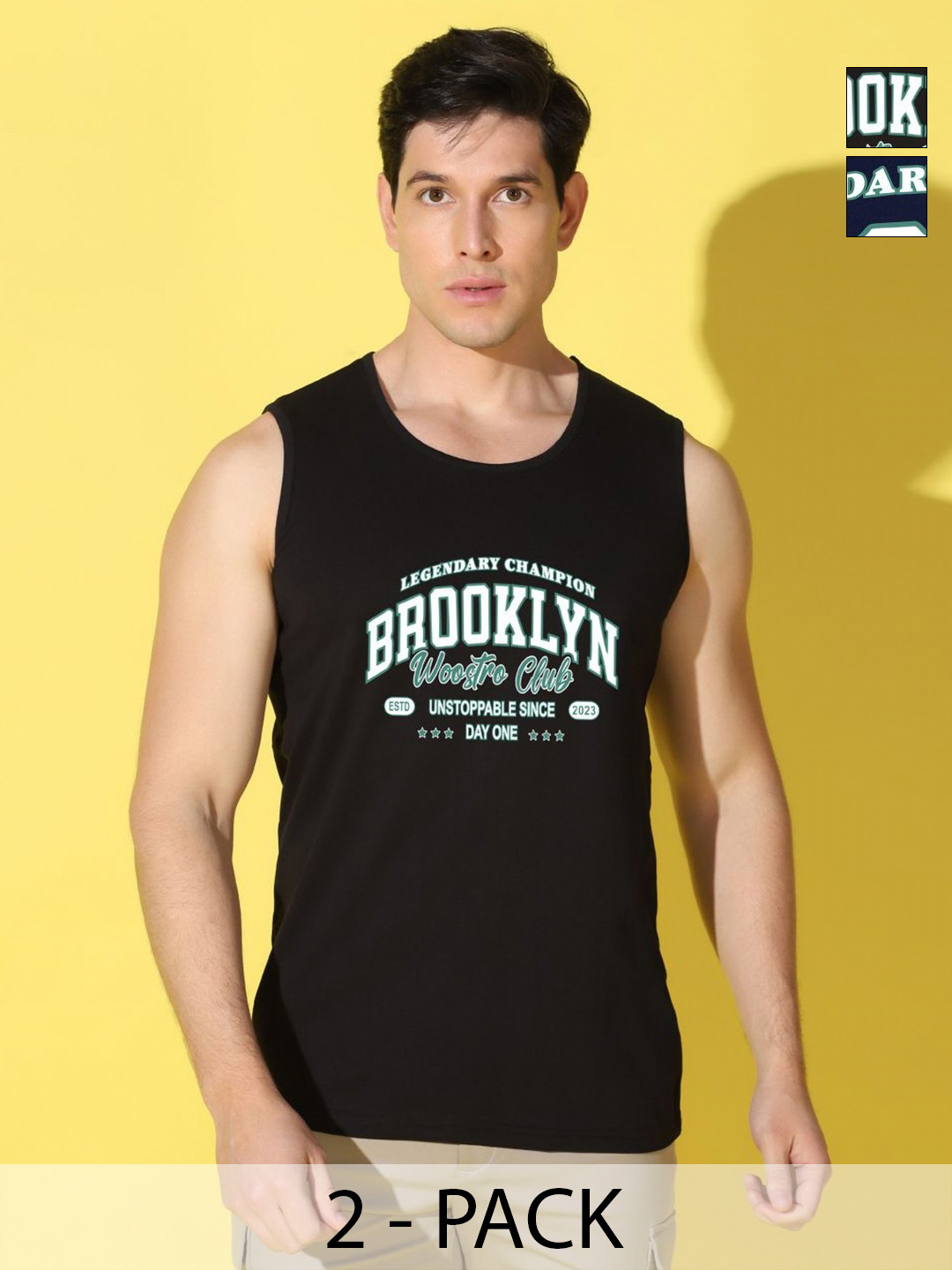 

WOOSTRO Men Typography 2 Printed Applique Slim Fit T-shirt, Black