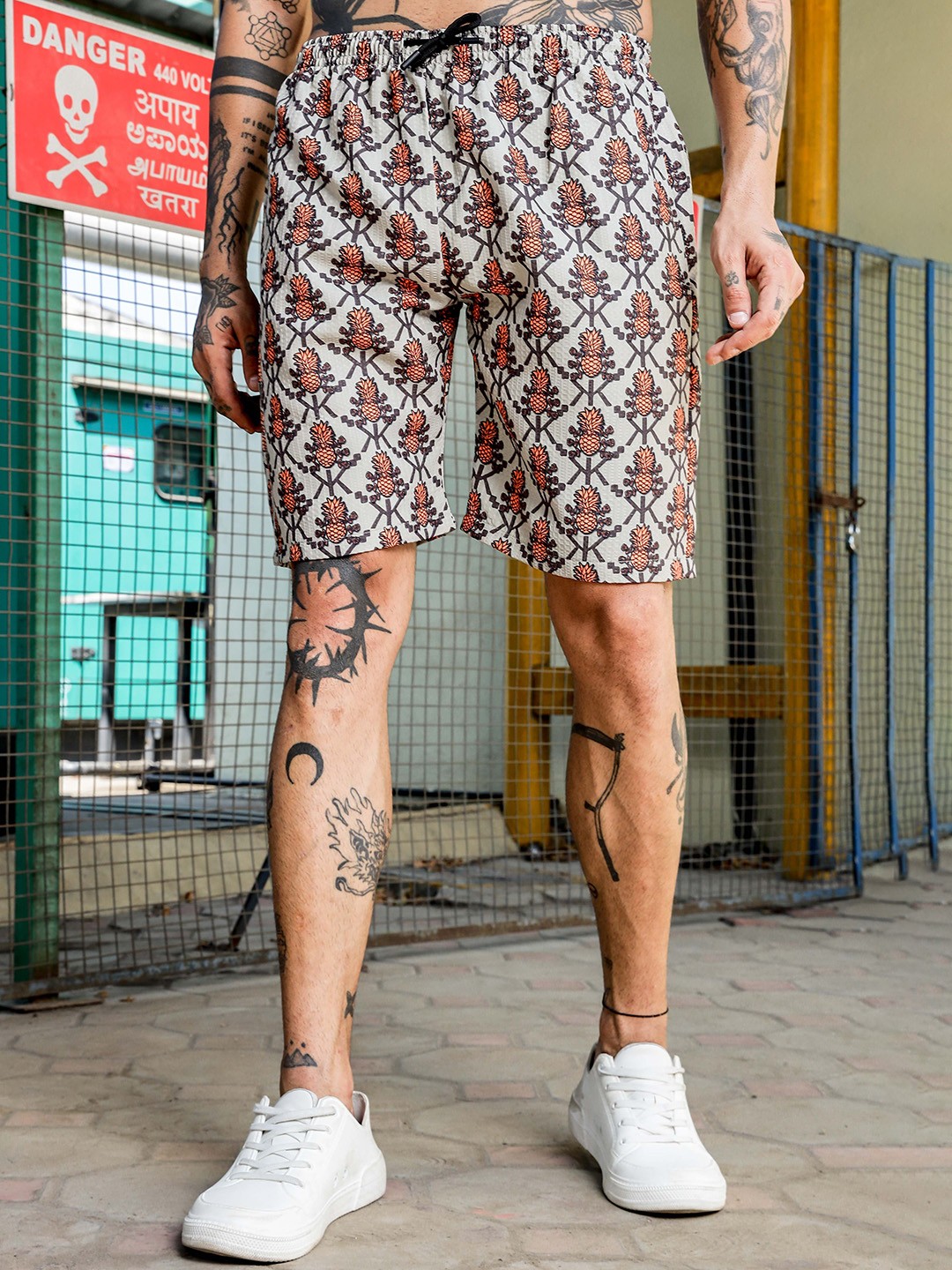 

House of Koala Unisex Printed Shorts, Beige