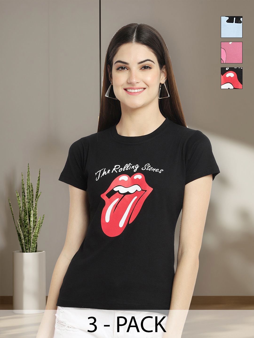 

Tromko Women Typography 3 Printed Applique T-shirt, Multi
