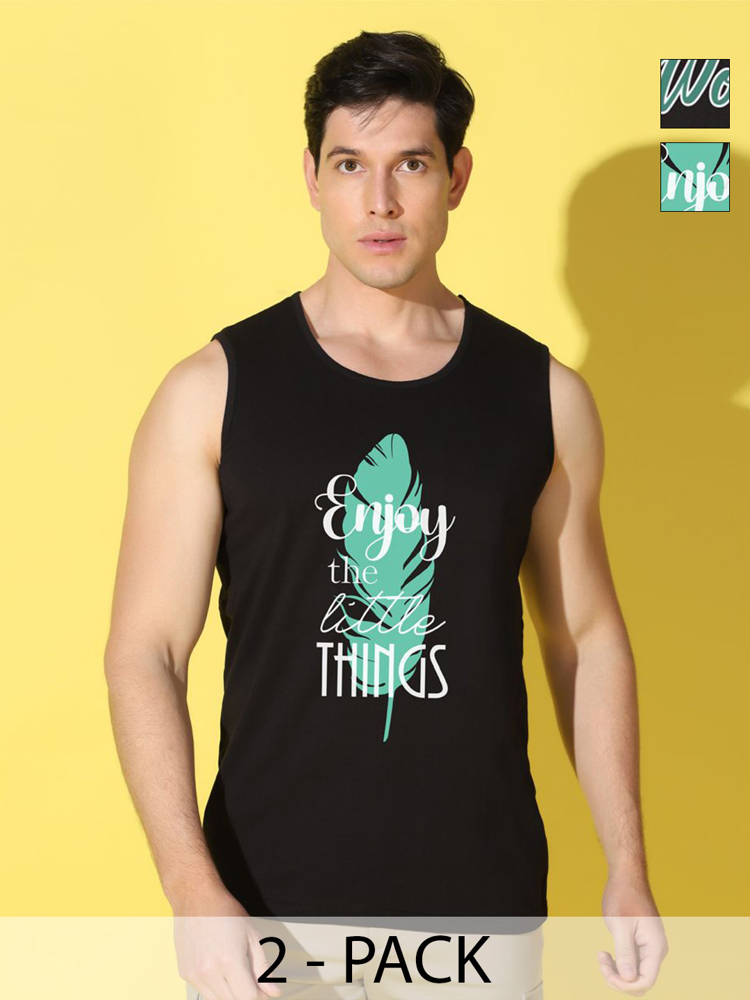 

WOOSTRO Men Typography 2 Printed Slim Fit T-shirt, Black