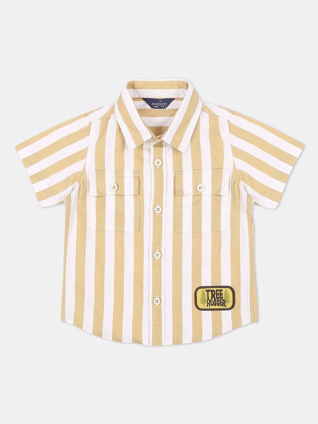 

Infinity Boys Opaque Striped Casual Shirt, Khaki