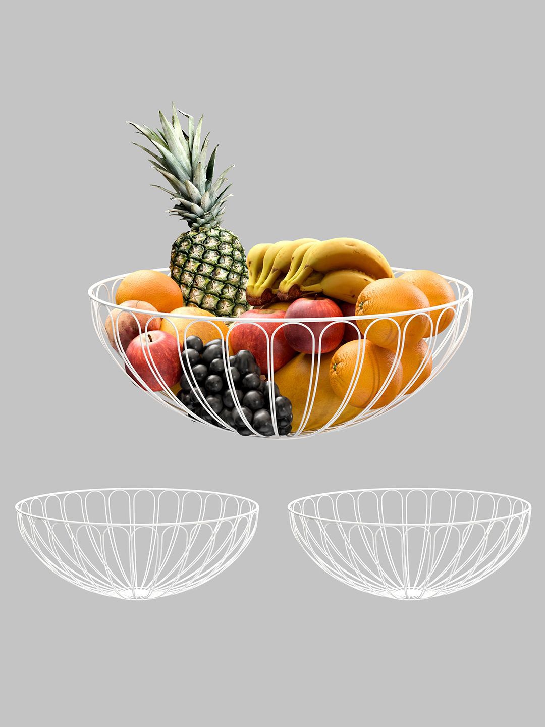 

Kuber Industries White 3 Pieces Metal Fruit and Vegetable Baskets