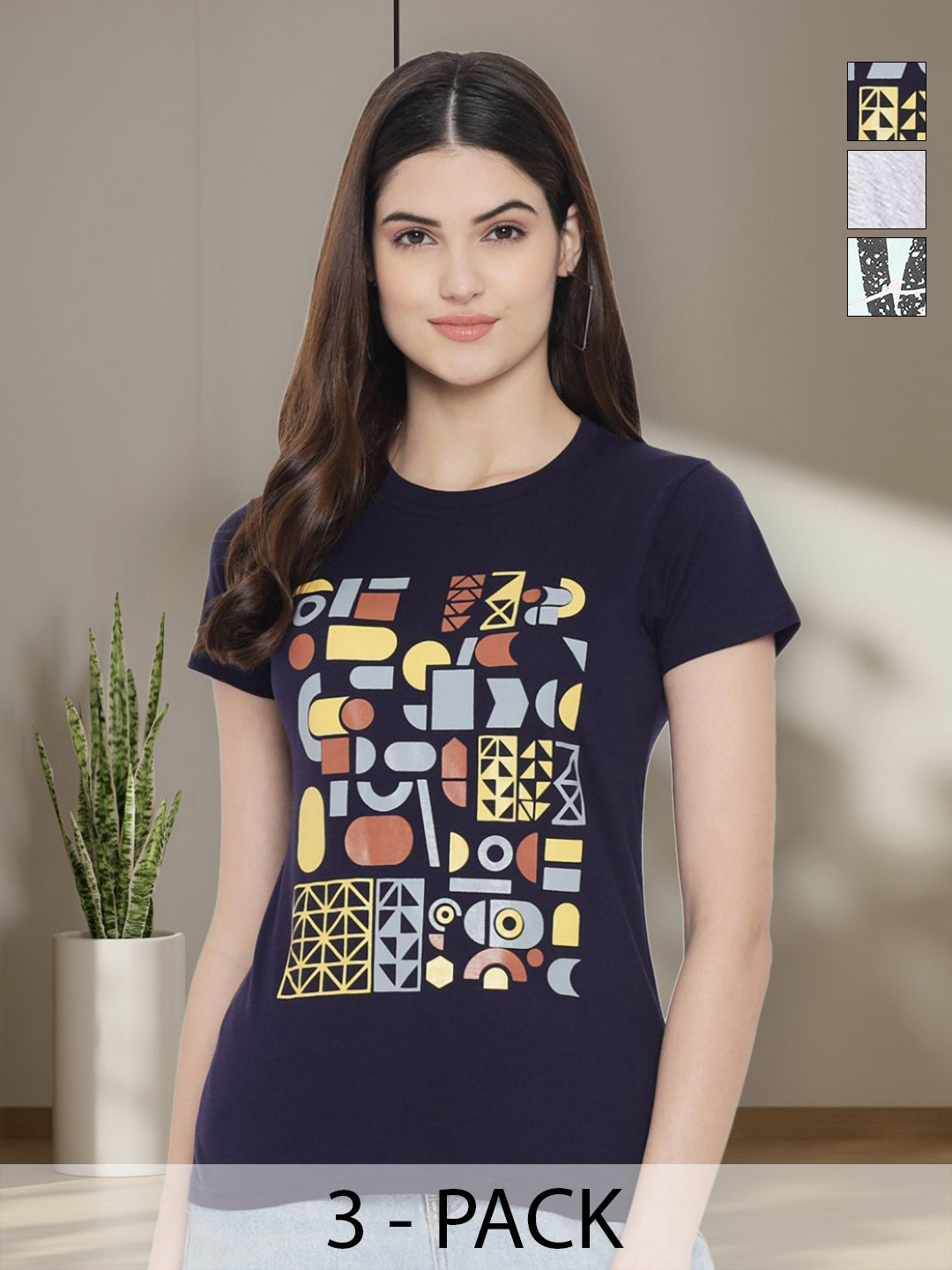 

Tromko Women Typography 3 Printed Applique T-shirt, Multi