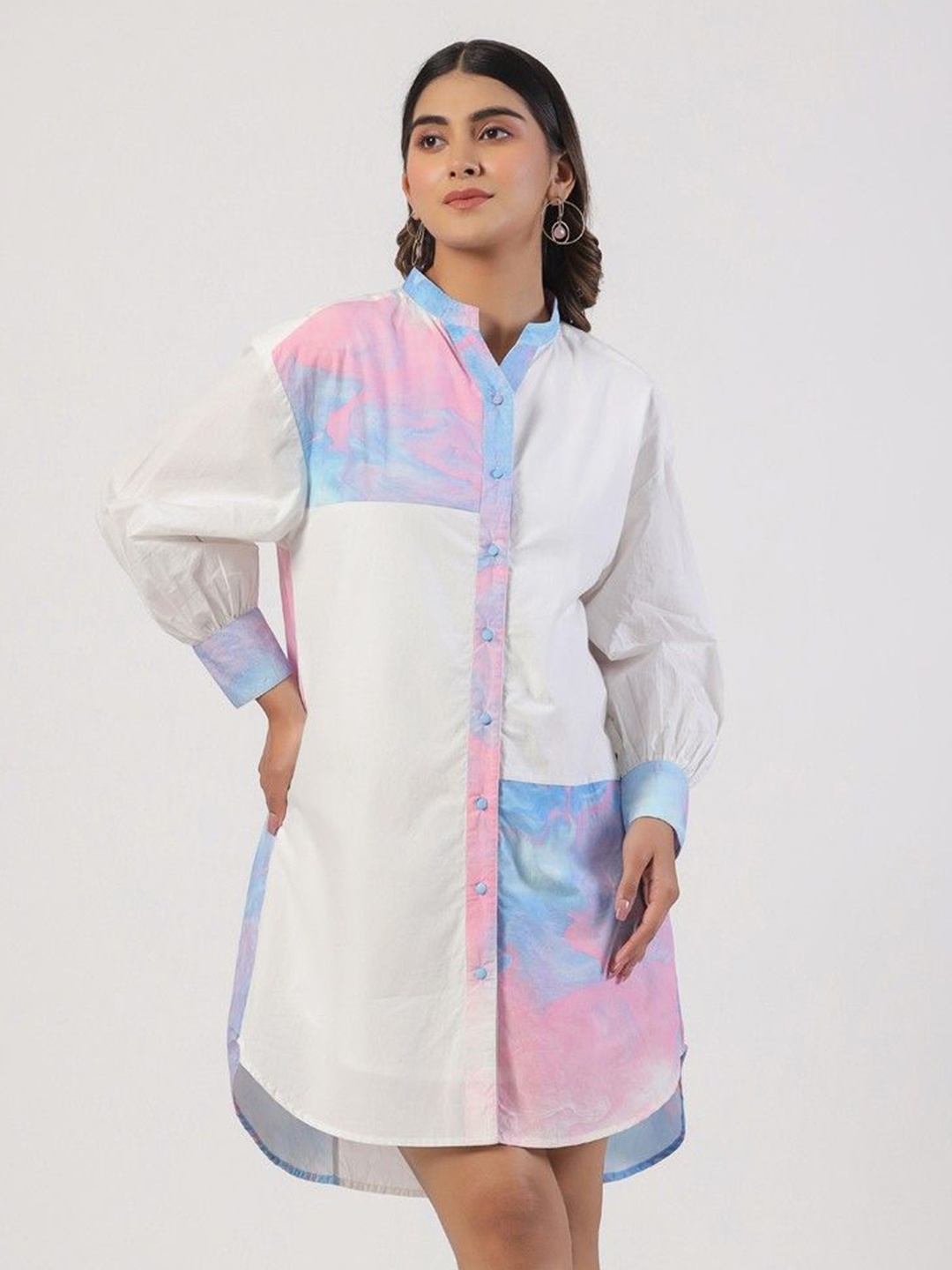 

STIL O STITCH Print Shirt Dress, White