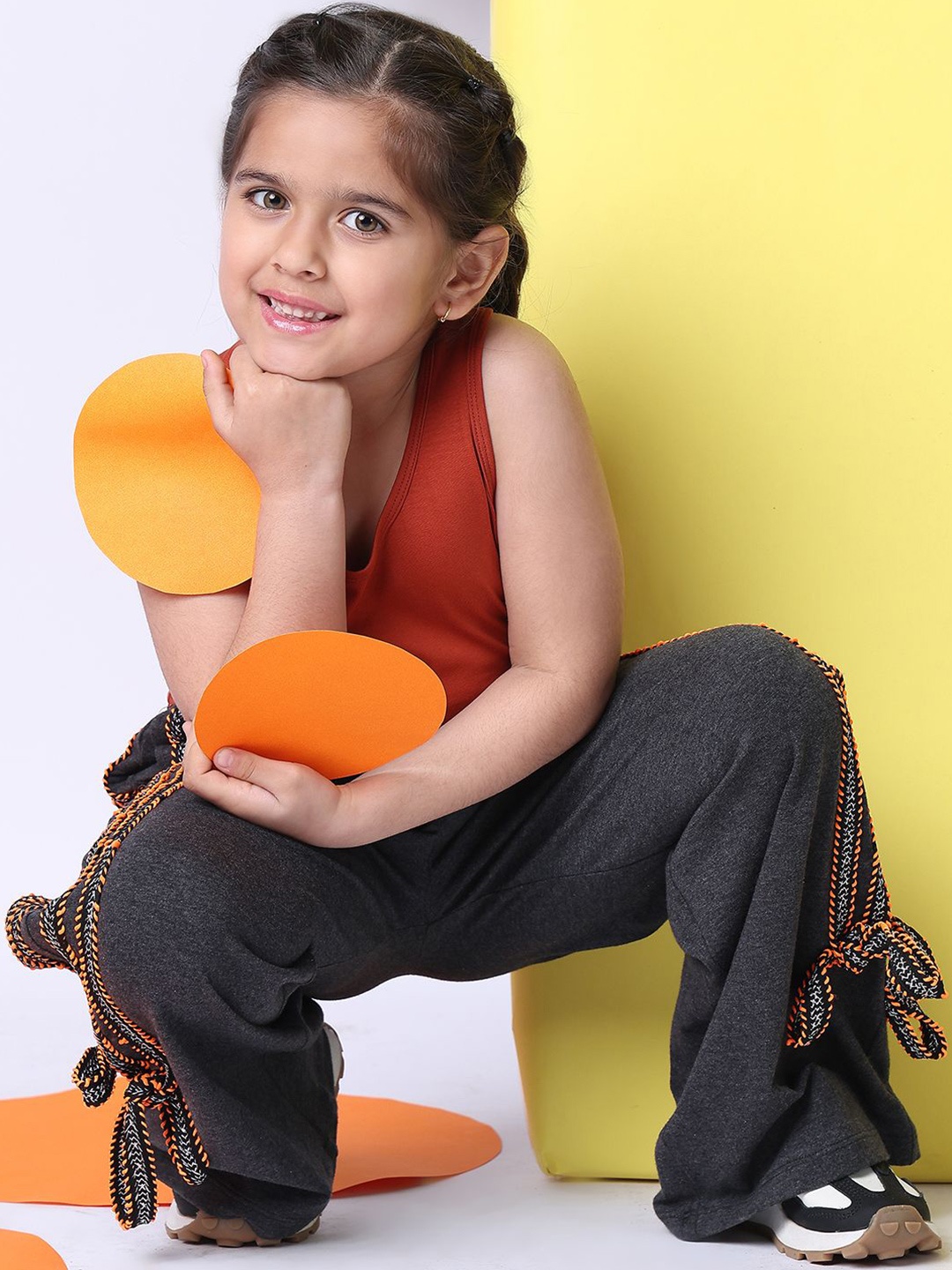 

Baawri Girls Top with Trousers, Orange